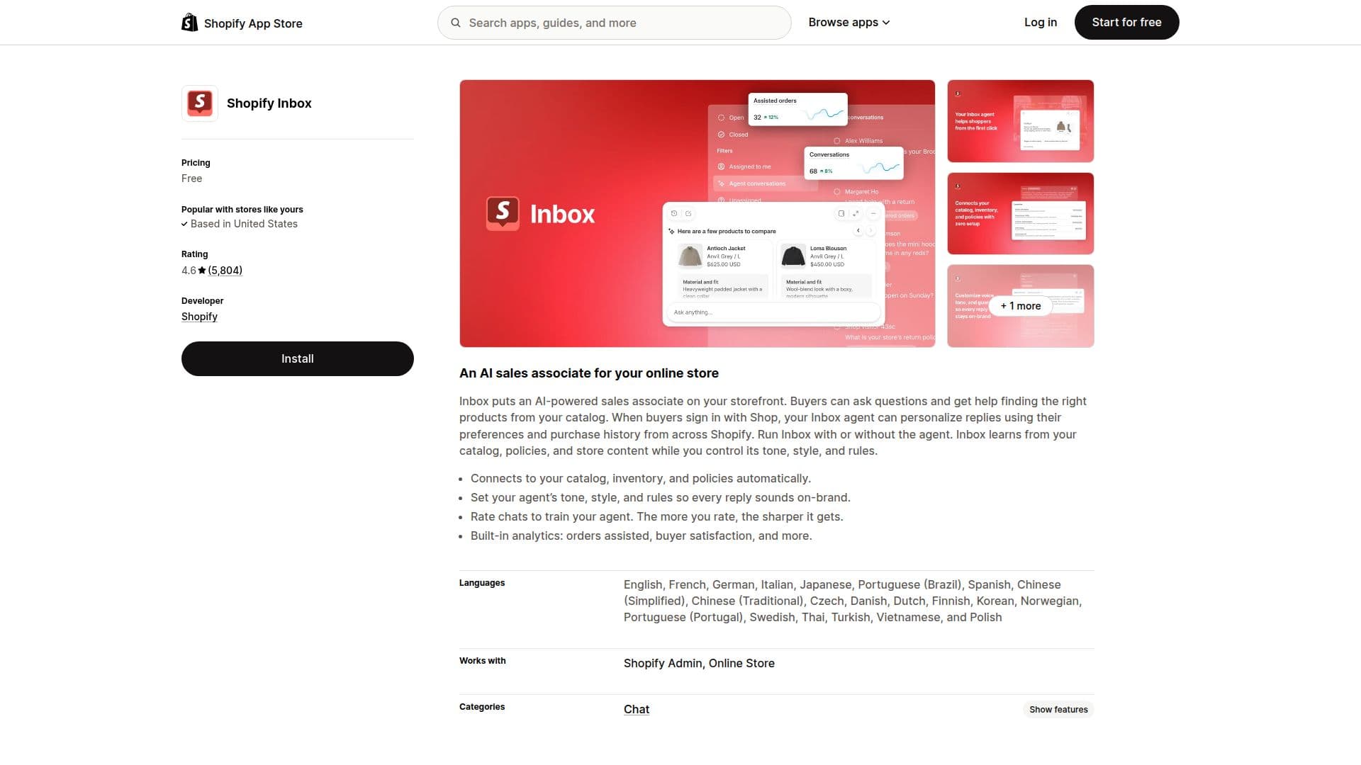 Shopify Inbox screenshot