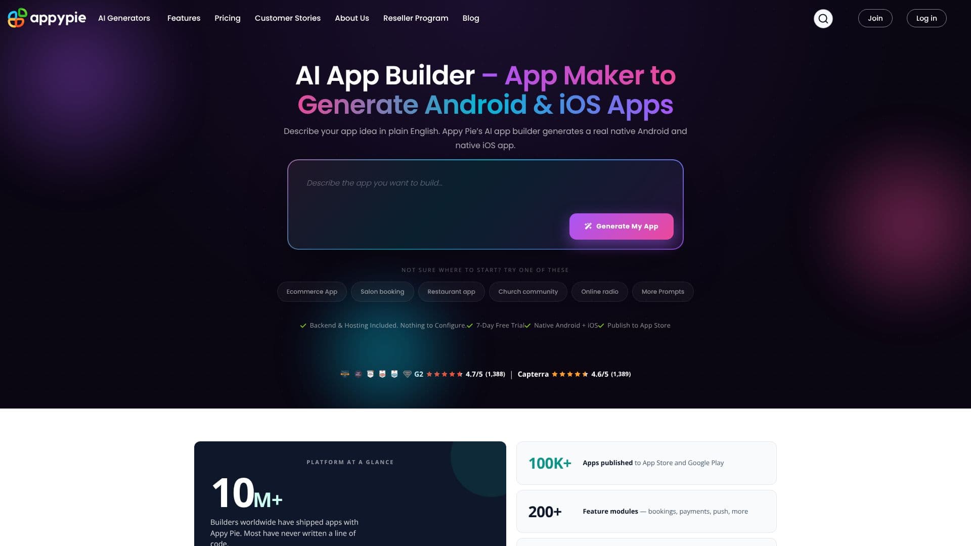 Appy Pie AI App Builder screenshot