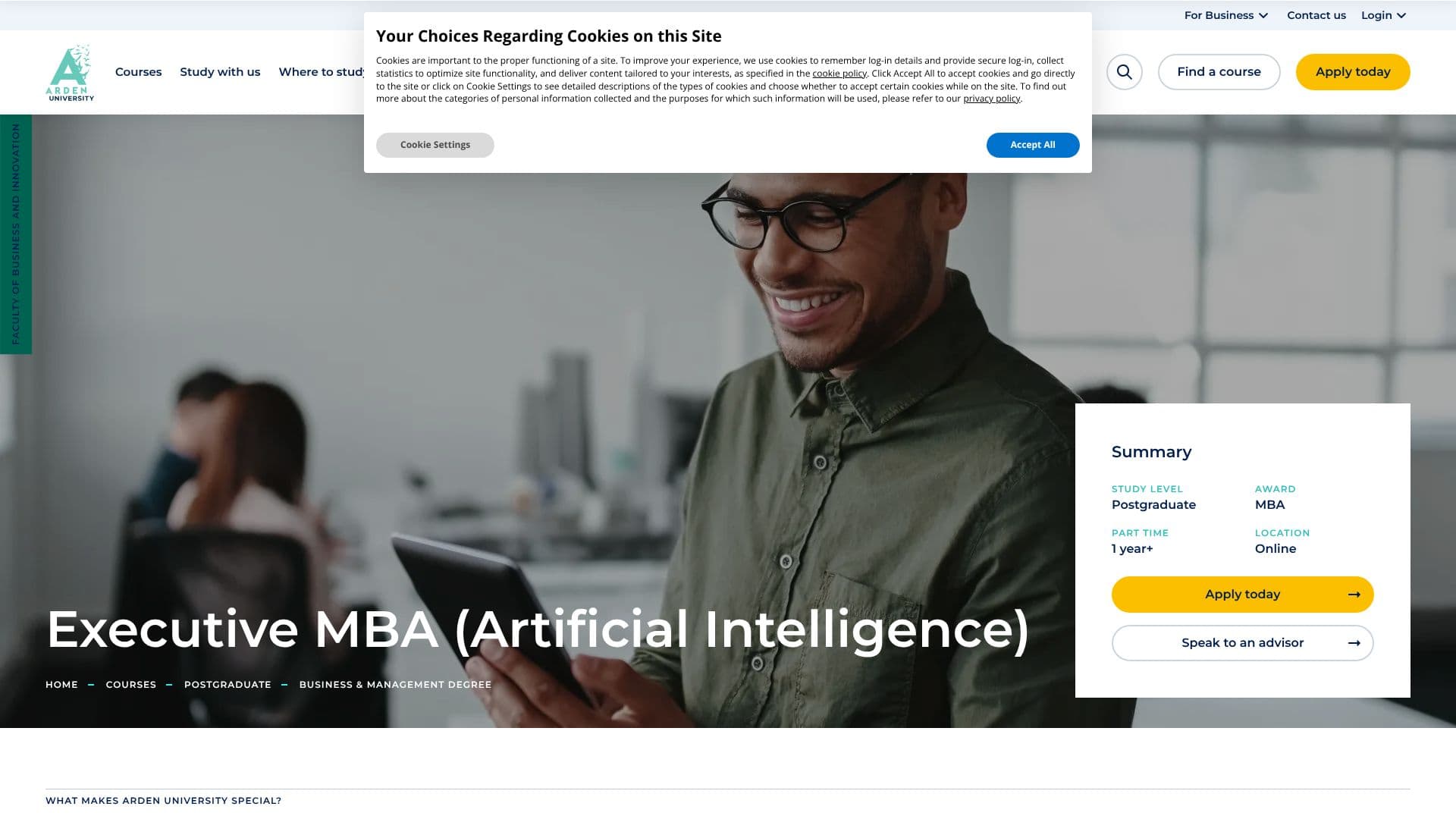 Capture d’écran de Executive MBA en IA
