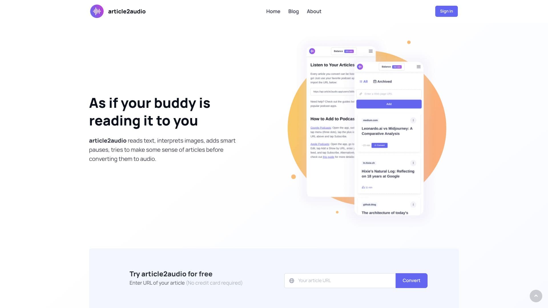article2audio screenshot