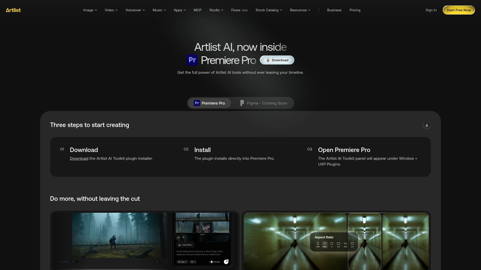 لقطة شاشة لـ مجموعة أدوات Artlist AI — إنتاج الفيديو باستخدام الذكاء الاصطناعي