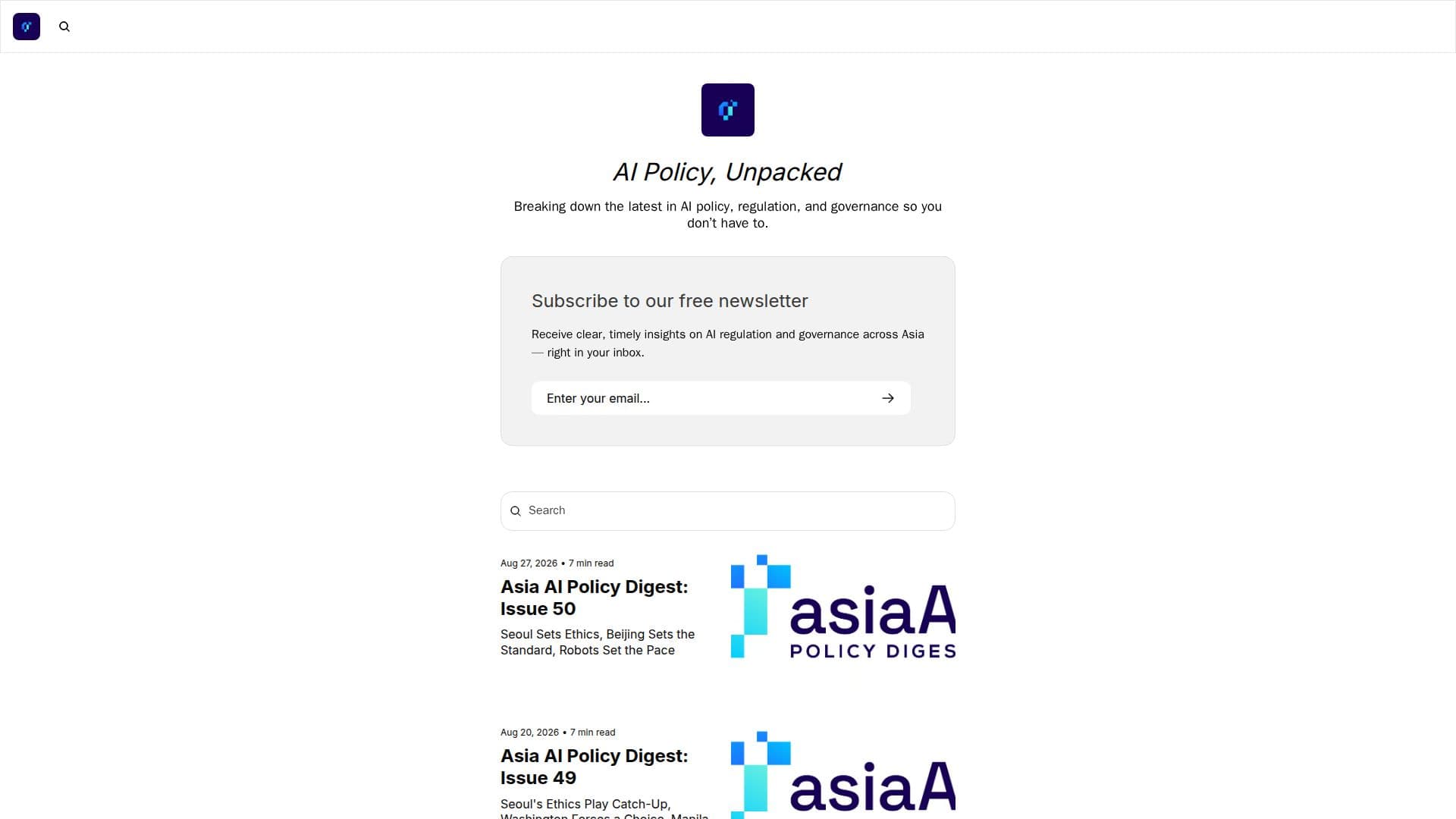 Capture d’écran de Asia AI Policy Digest