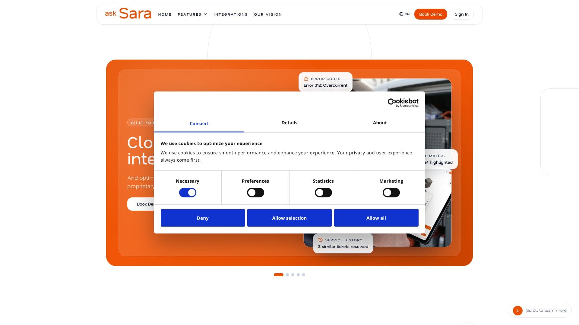 Screenshot von askSara.ai