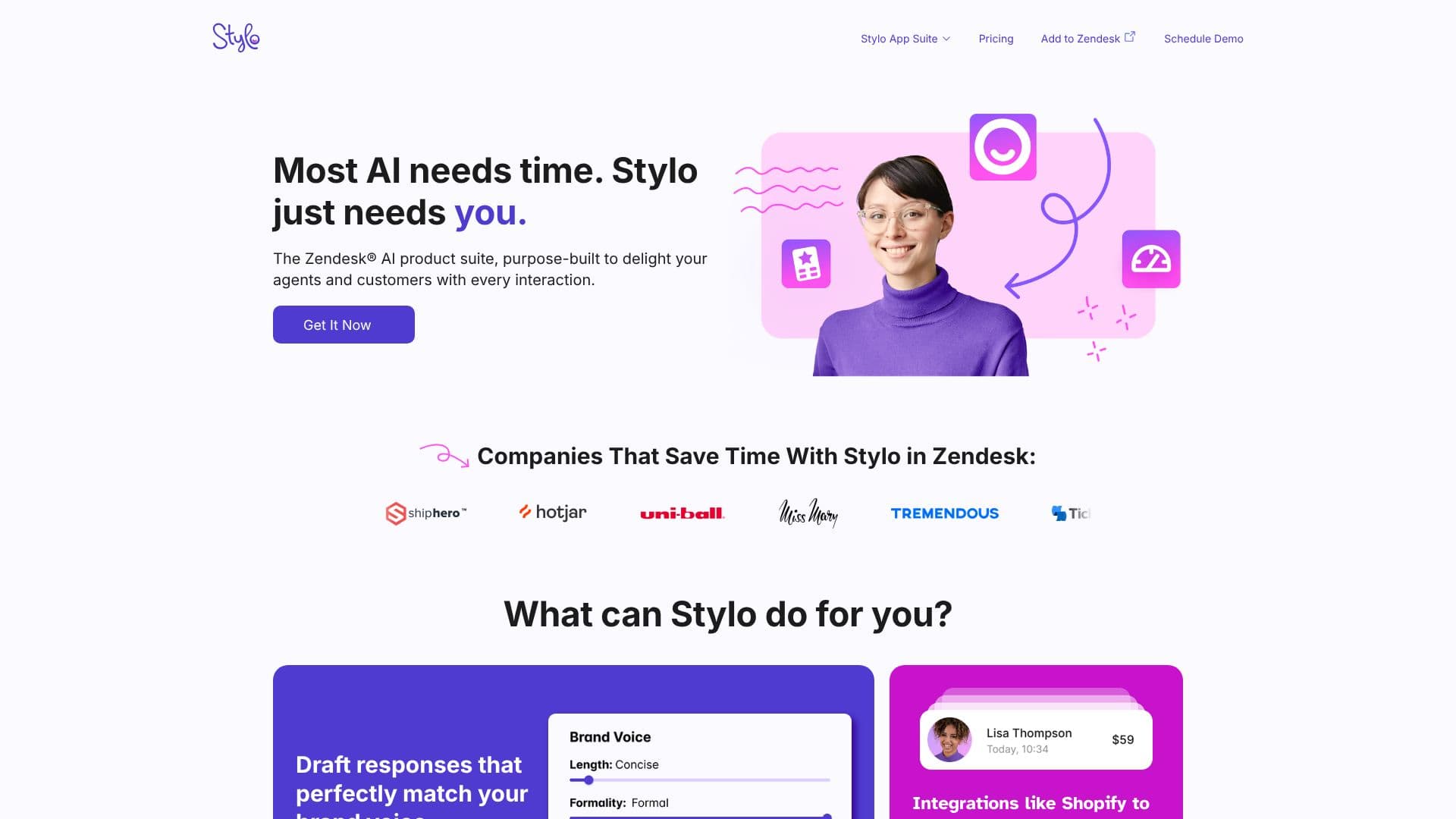 Stylo Zendesk AI Assistant のスクリーンショット