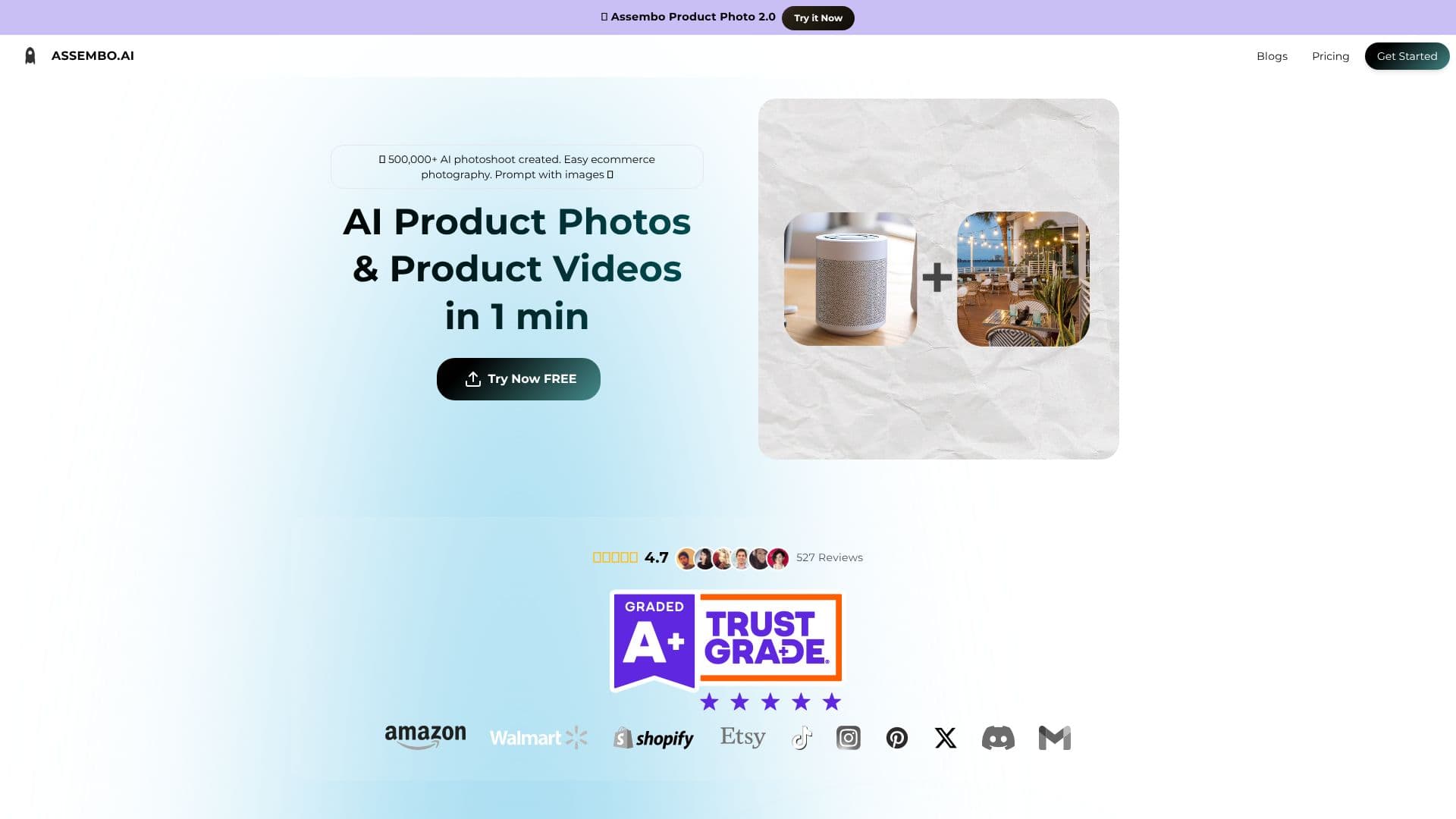Screenshot von Assembo.ai Produktfotografie