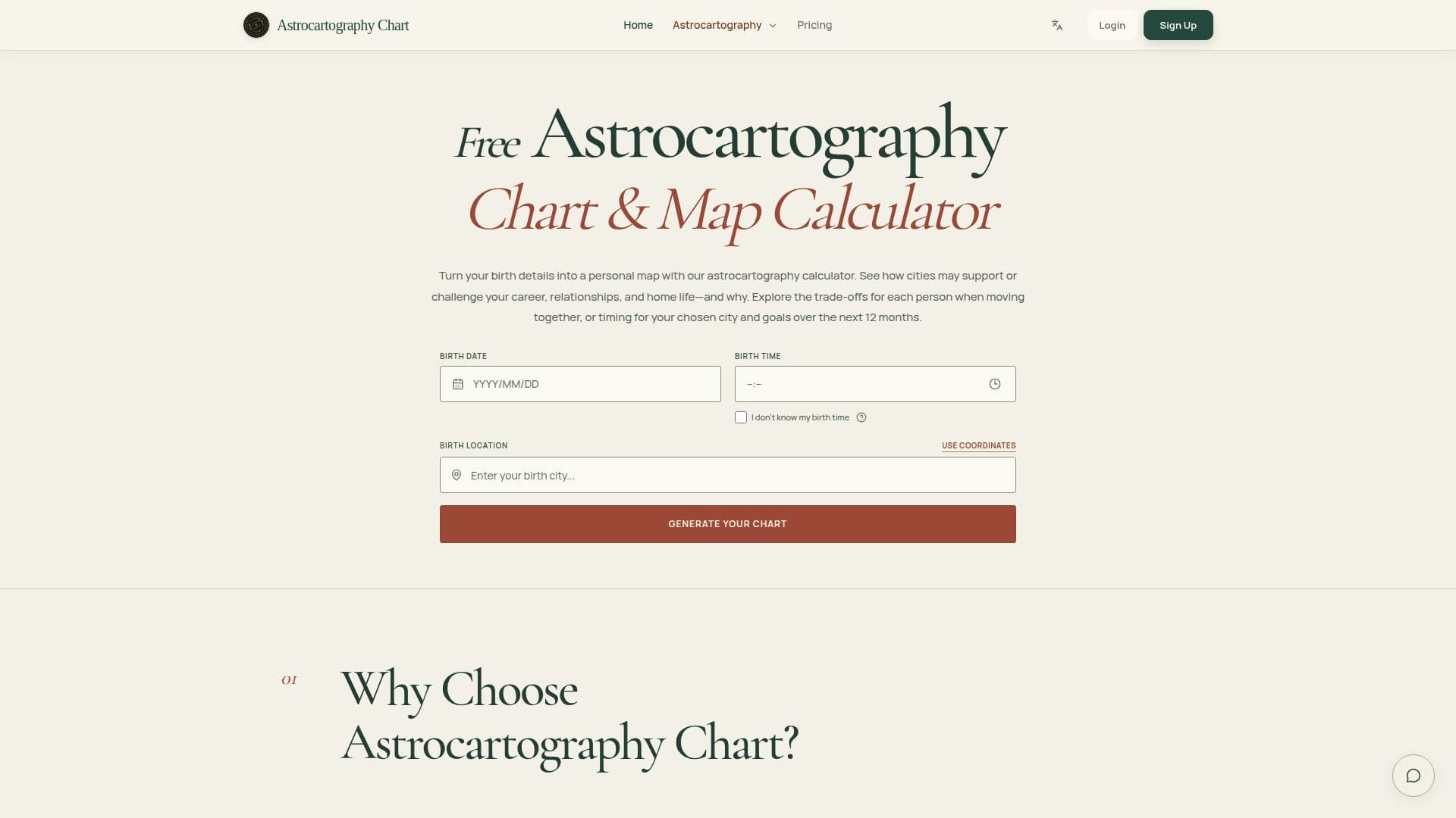 Astrocartography Chart screenshot