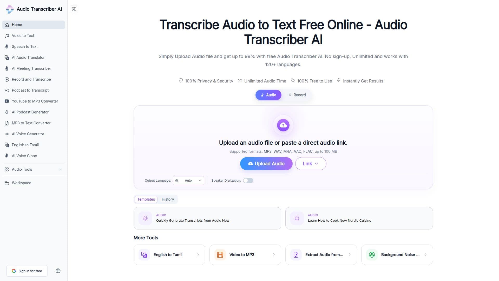 Audio Transcriber AI screenshot