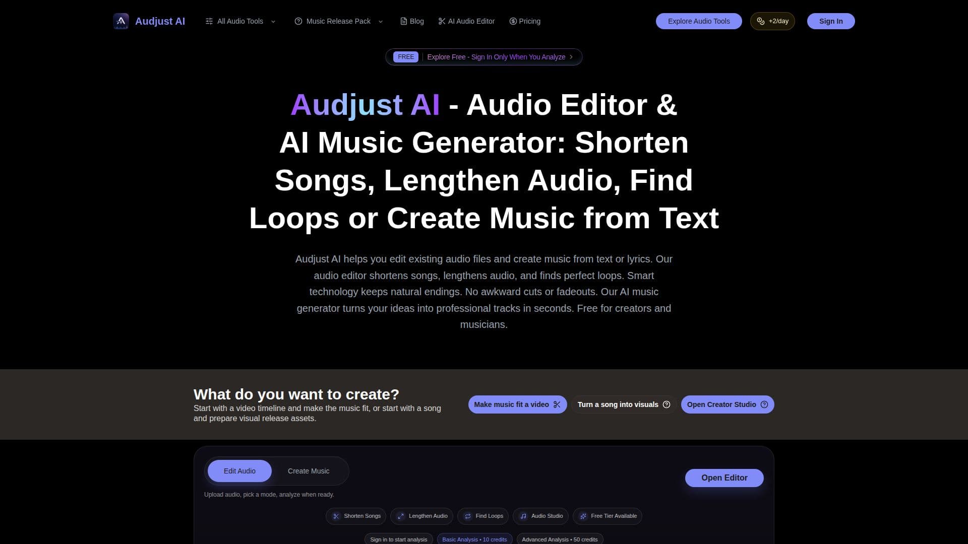 Tangkapan layar Audjust AI