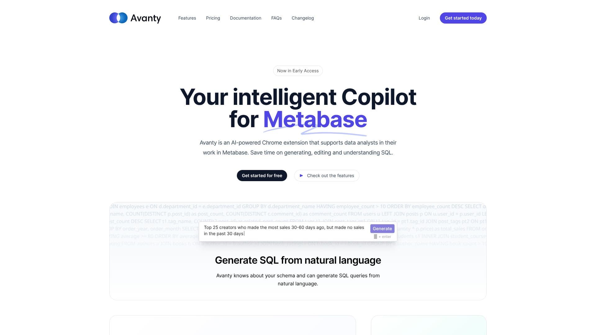 Screenshot von Avanty - Metabase KI-Assistent