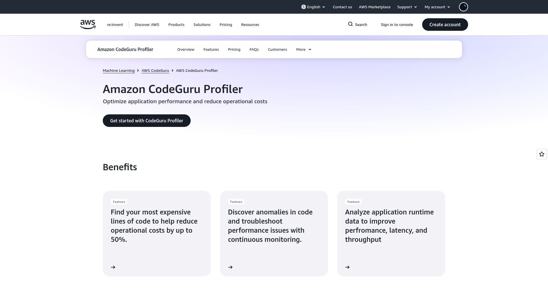 Amazon CodeGuru Profiler screenshot