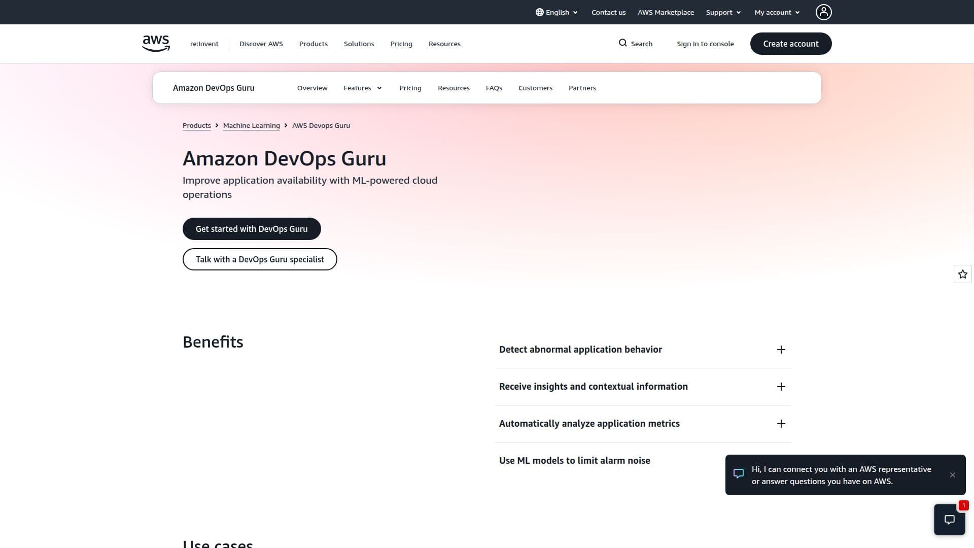 AWS DevOps Guru screenshot