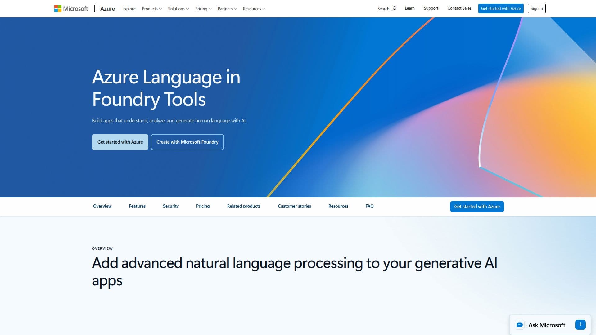Screenshot von Azure Language in Foundry Tools
