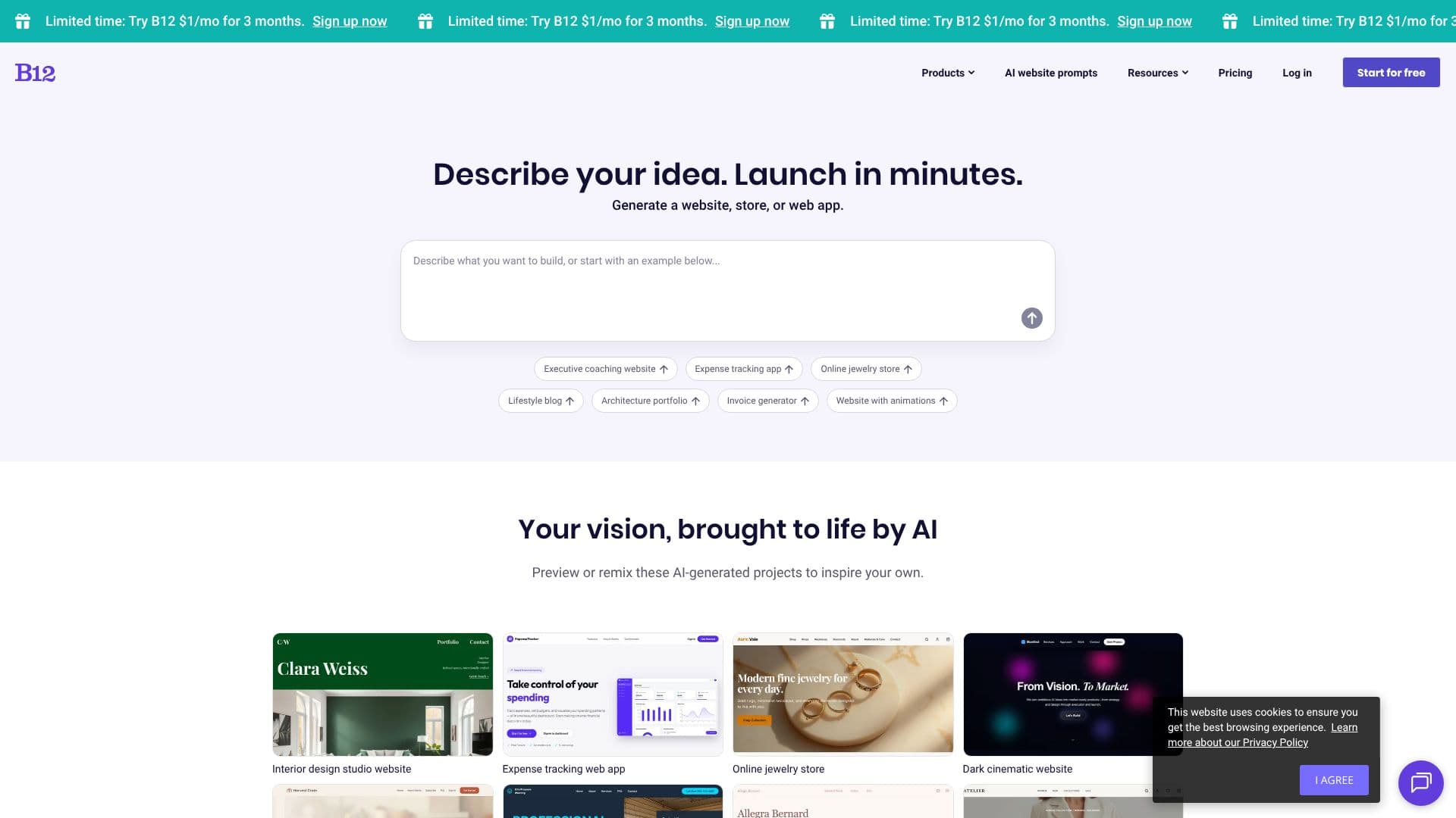 Captura de pantalla de B12 AI Website Builder