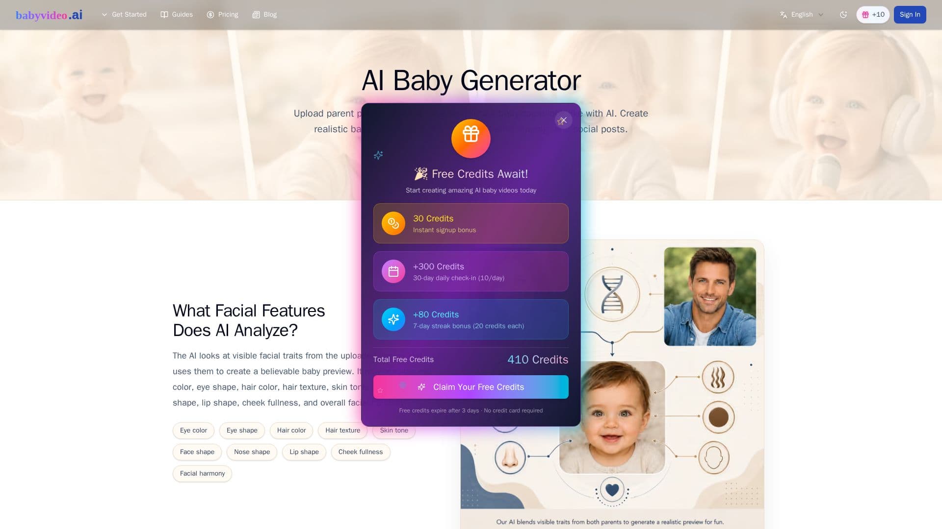 Screenshot von BabyVideo.ai