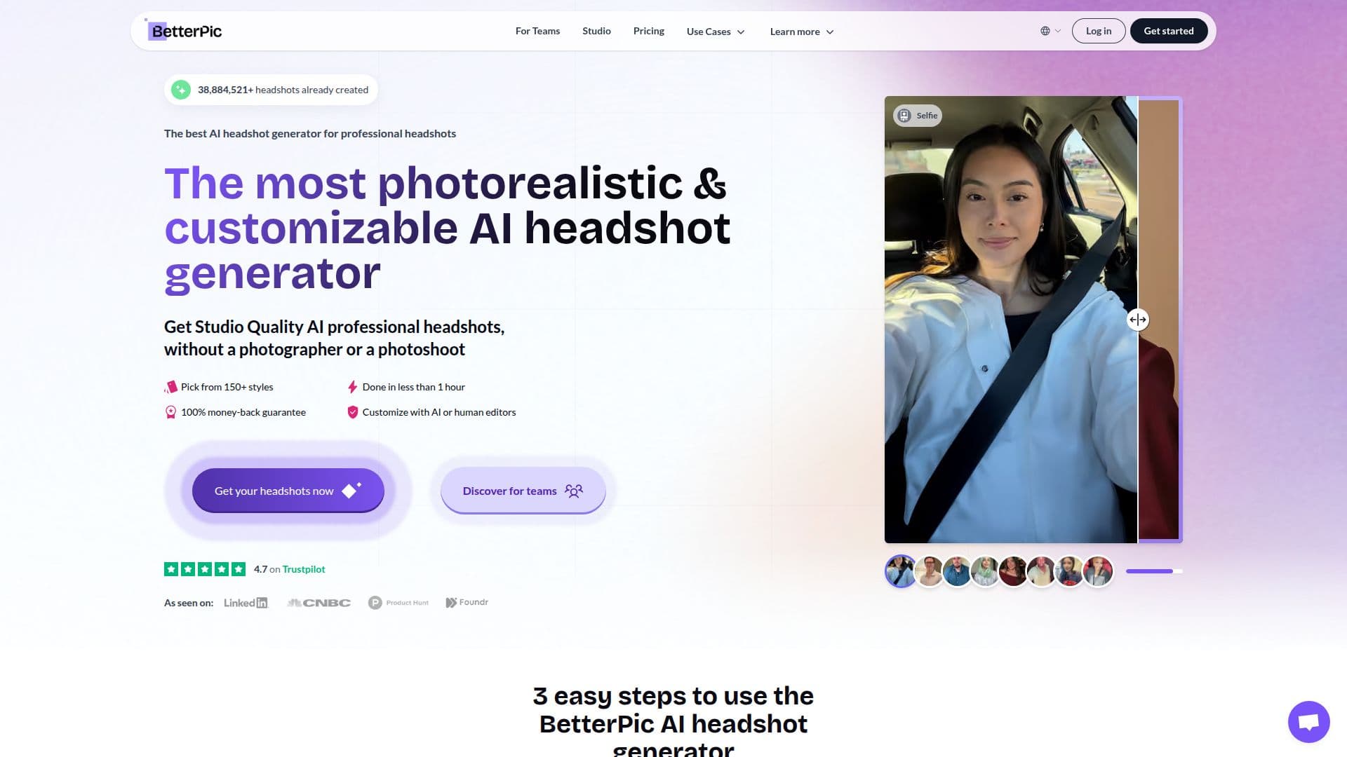 Captura de pantalla de Generador de Fotos de Perfil AI BetterPic