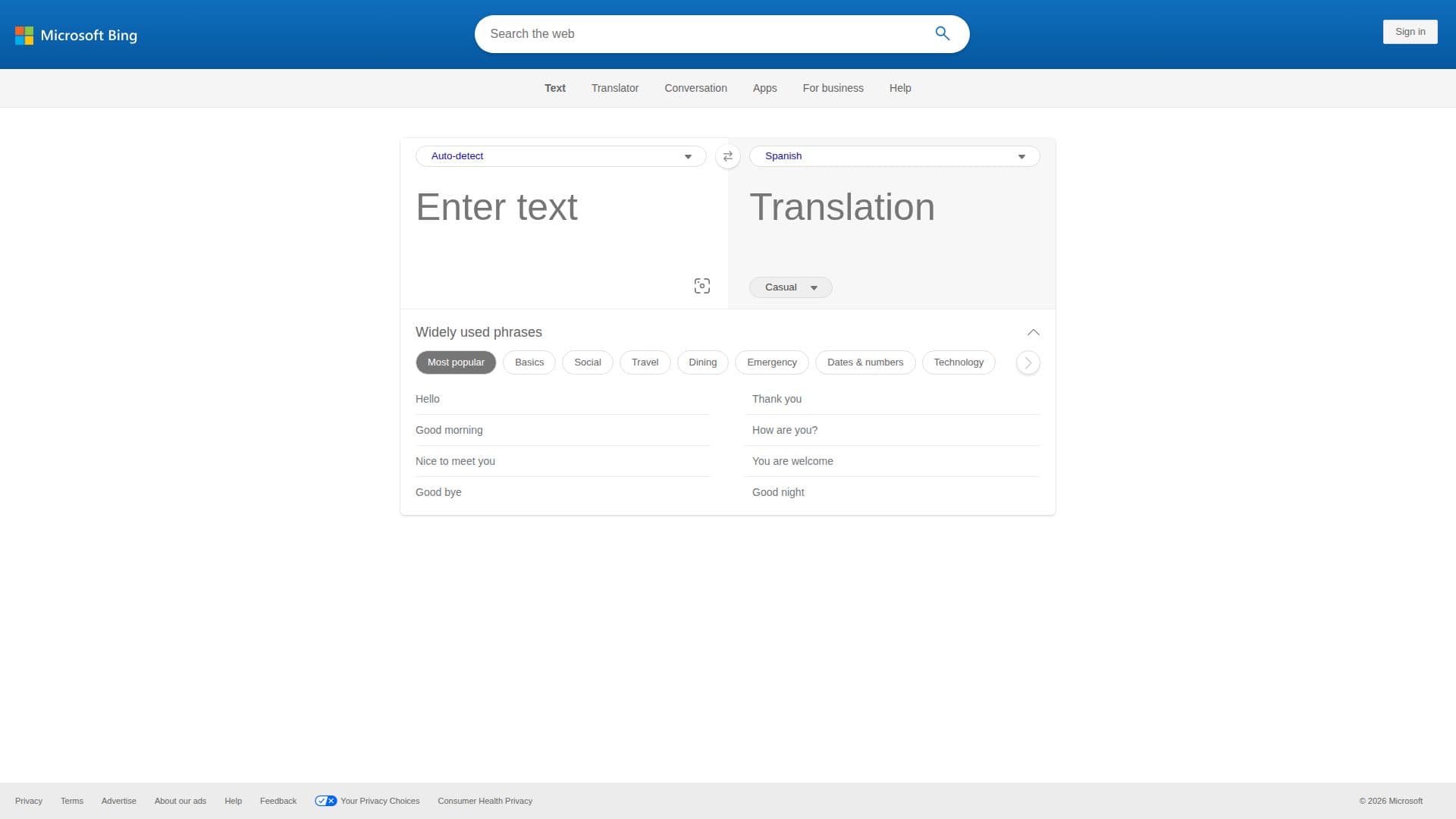 Microsoft Translator screenshot