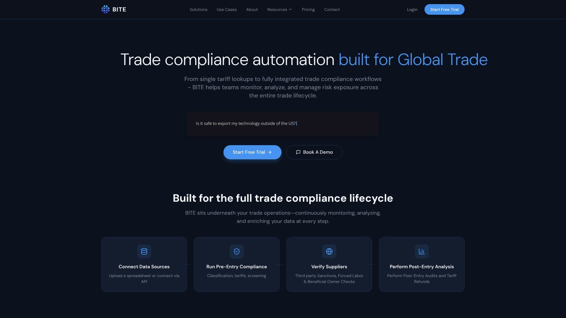 BITE Trade Compliance Software のスクリーンショット