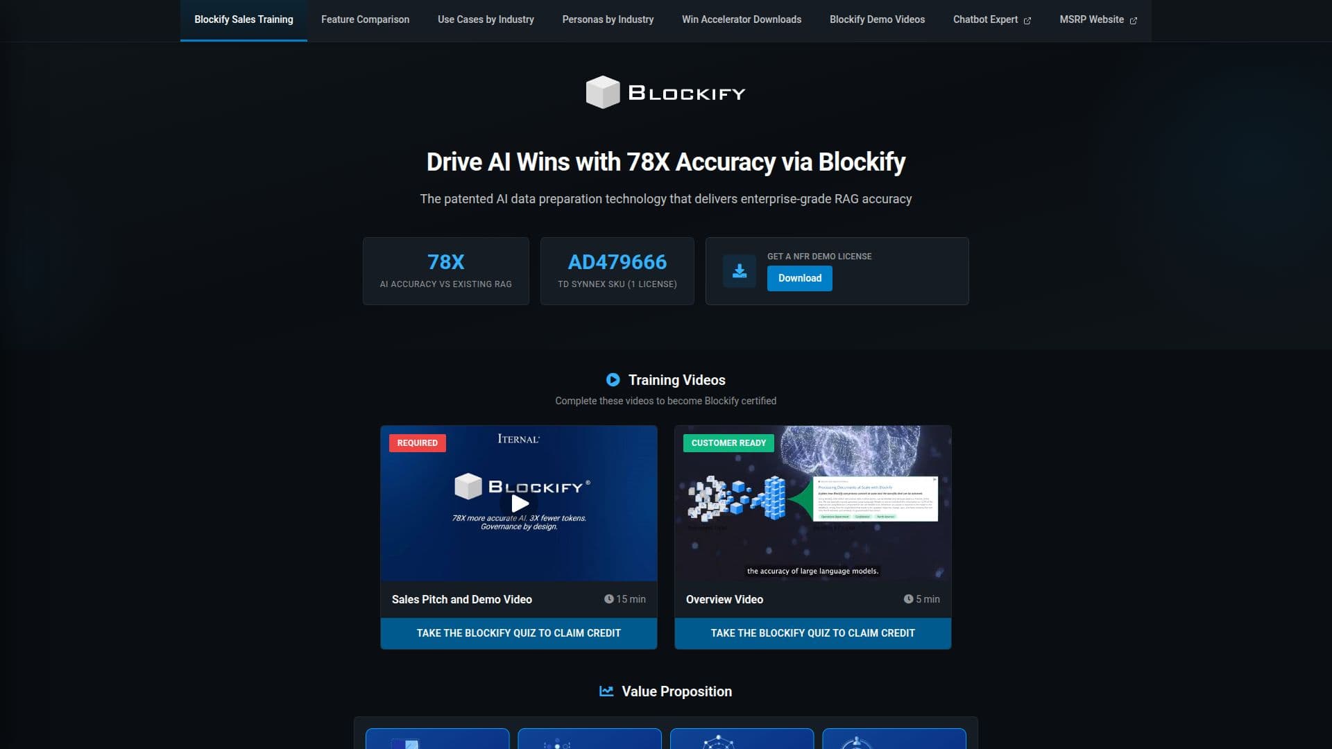 Captura de pantalla de Portal de Capacitación en Ventas de Blockify