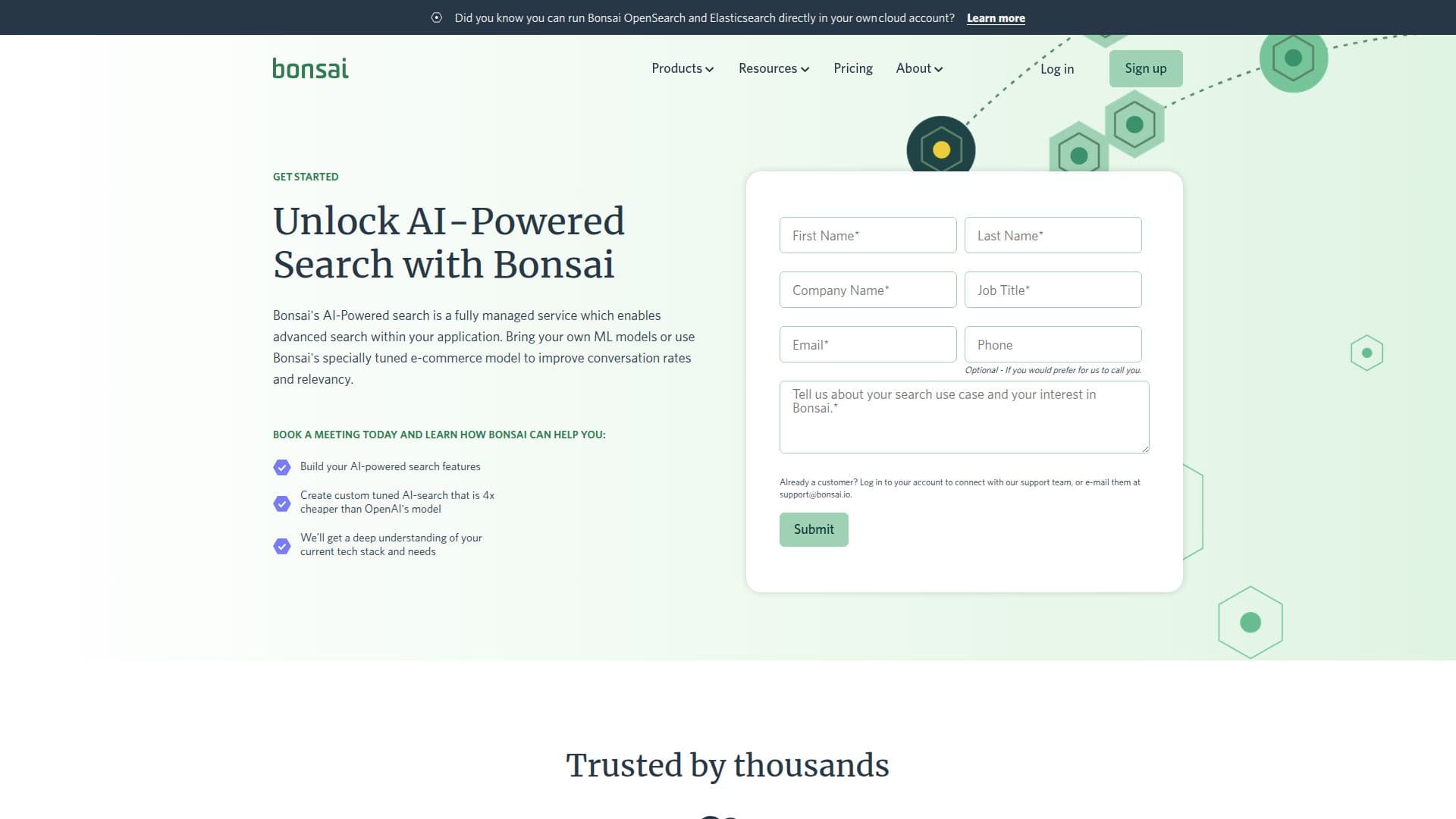 Screenshot von Bonsai KI-gestützte Suche