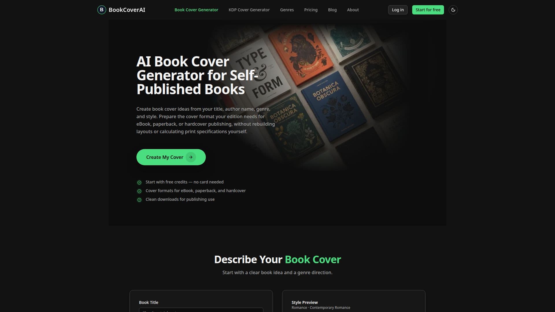 Capture d’écran de BookCoverAI