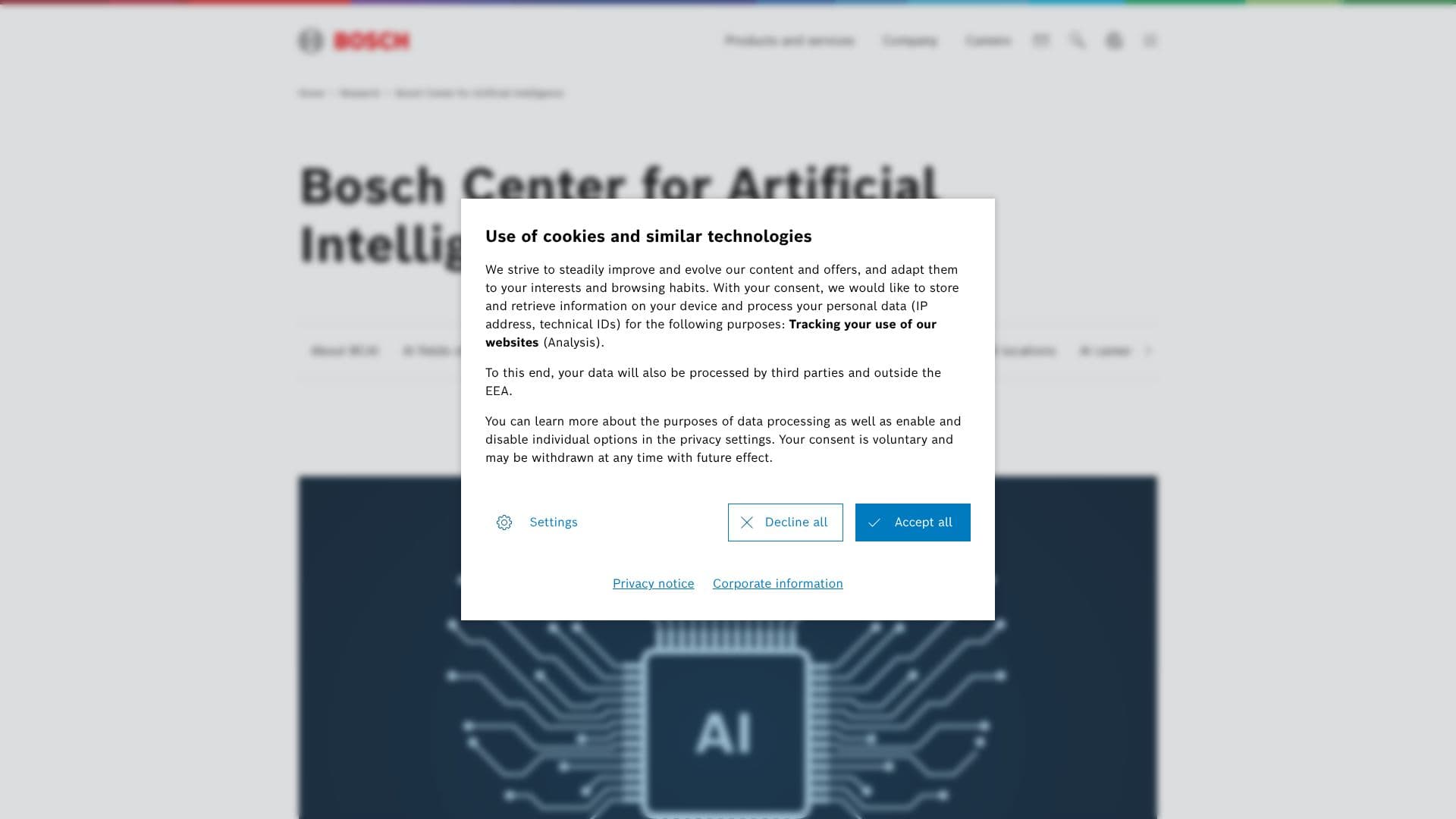 Tangkapan layar Bosch Center for Artificial Intelligence