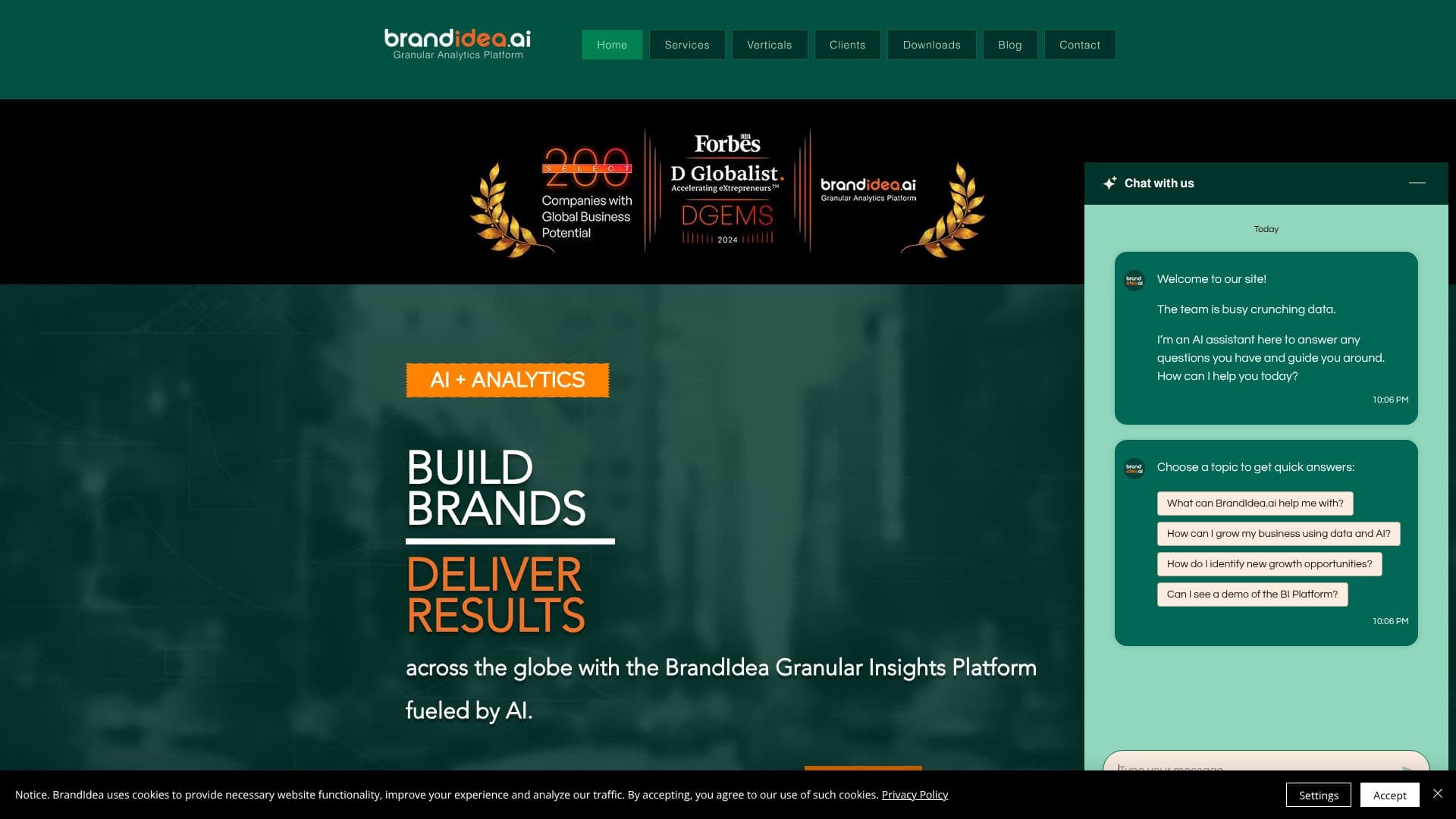 BrandIdea AI Analytics Platform screenshot