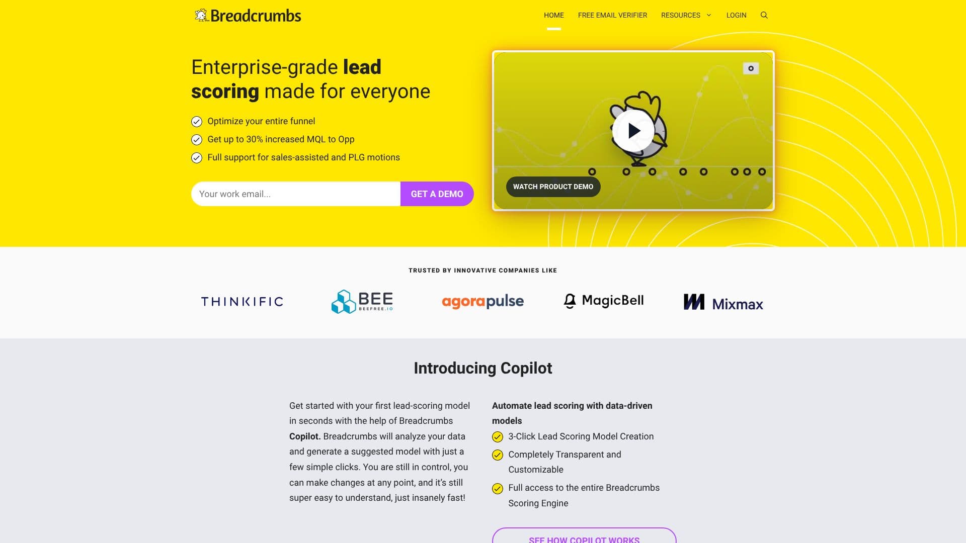 Capture d’écran de Scoring de Leads Breadcrumbs