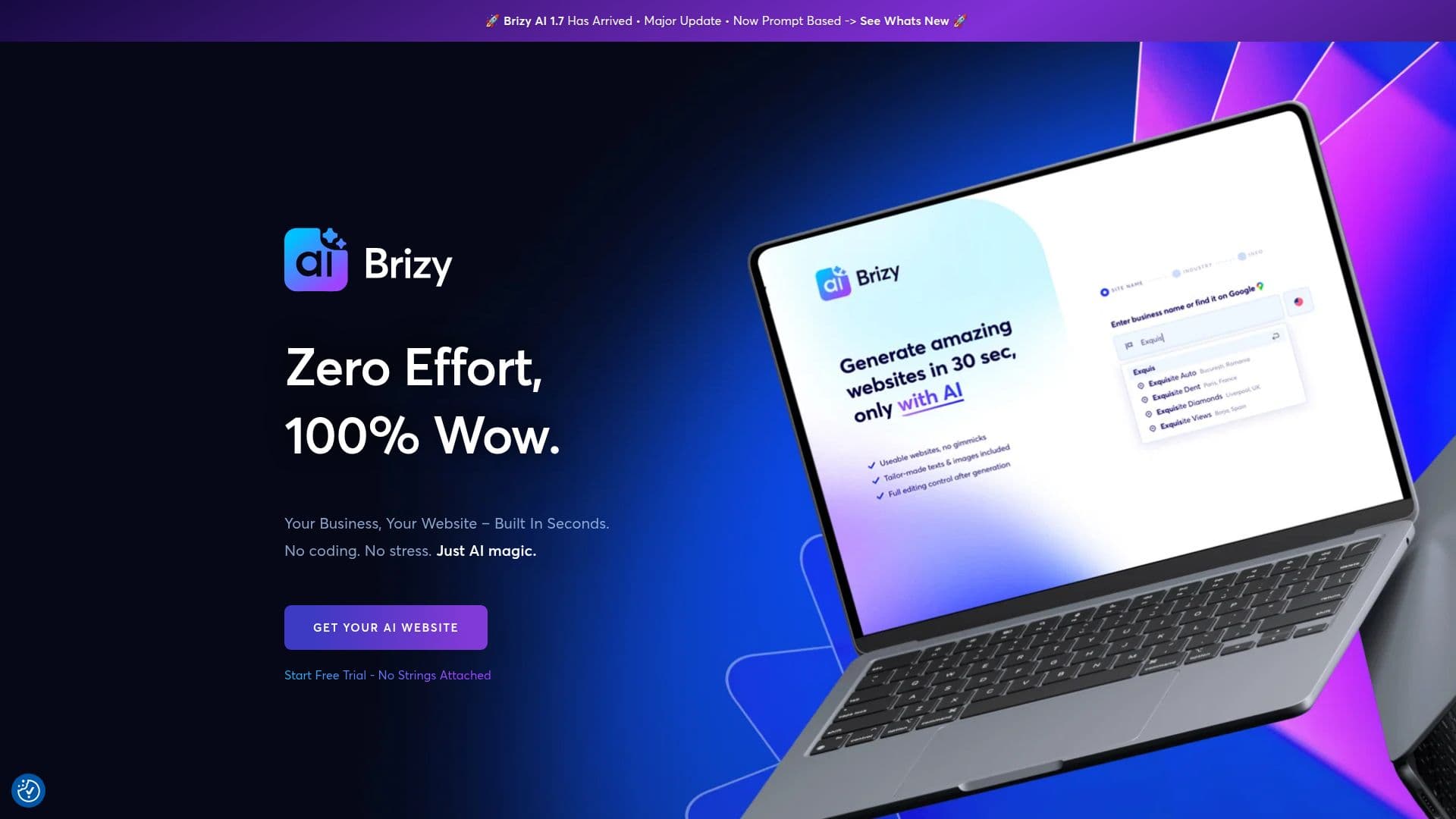Screenshot von Brizy AI Website Builder