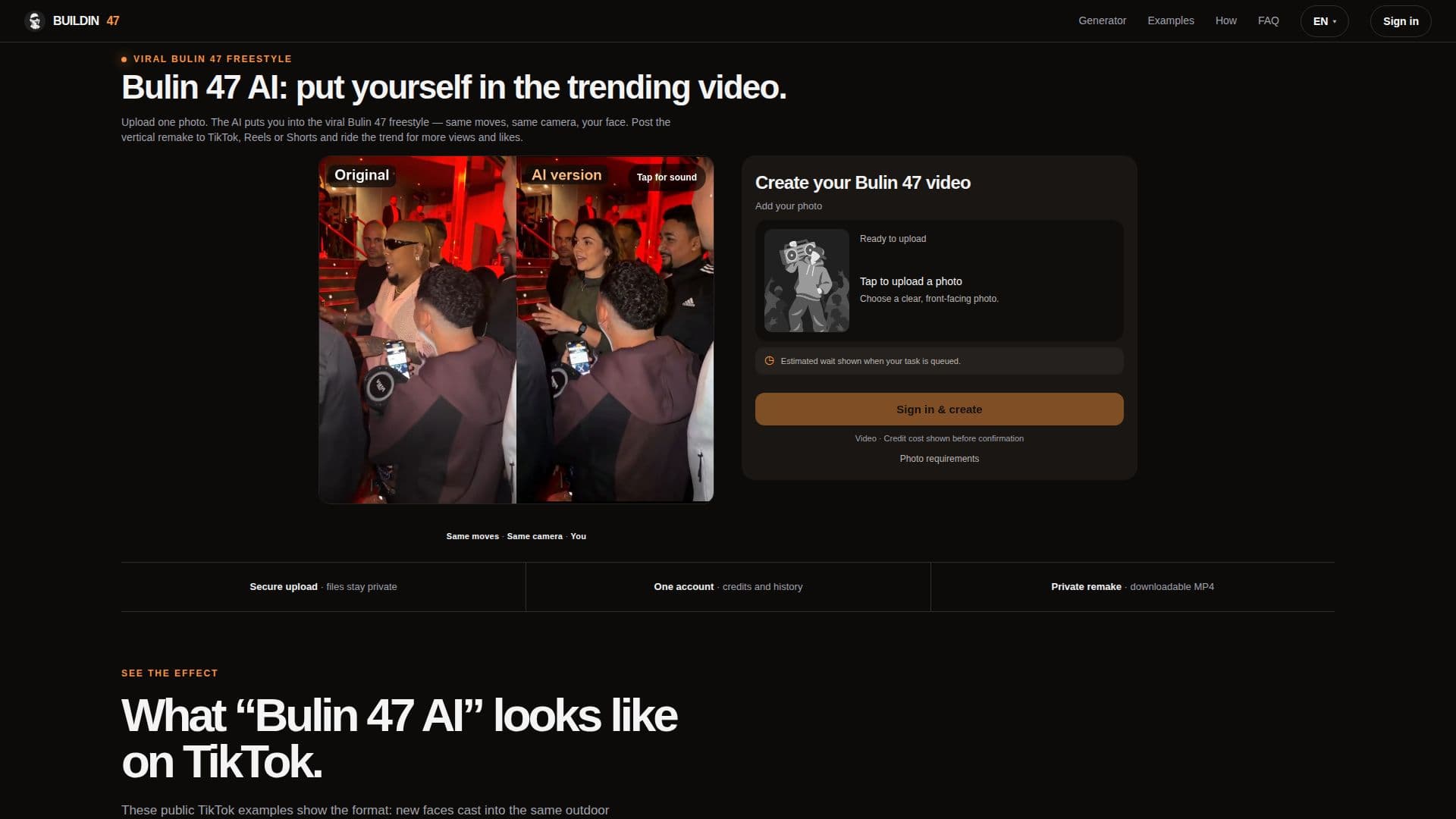Tangkapan layar Bulin 47 Viral Video AI Generator