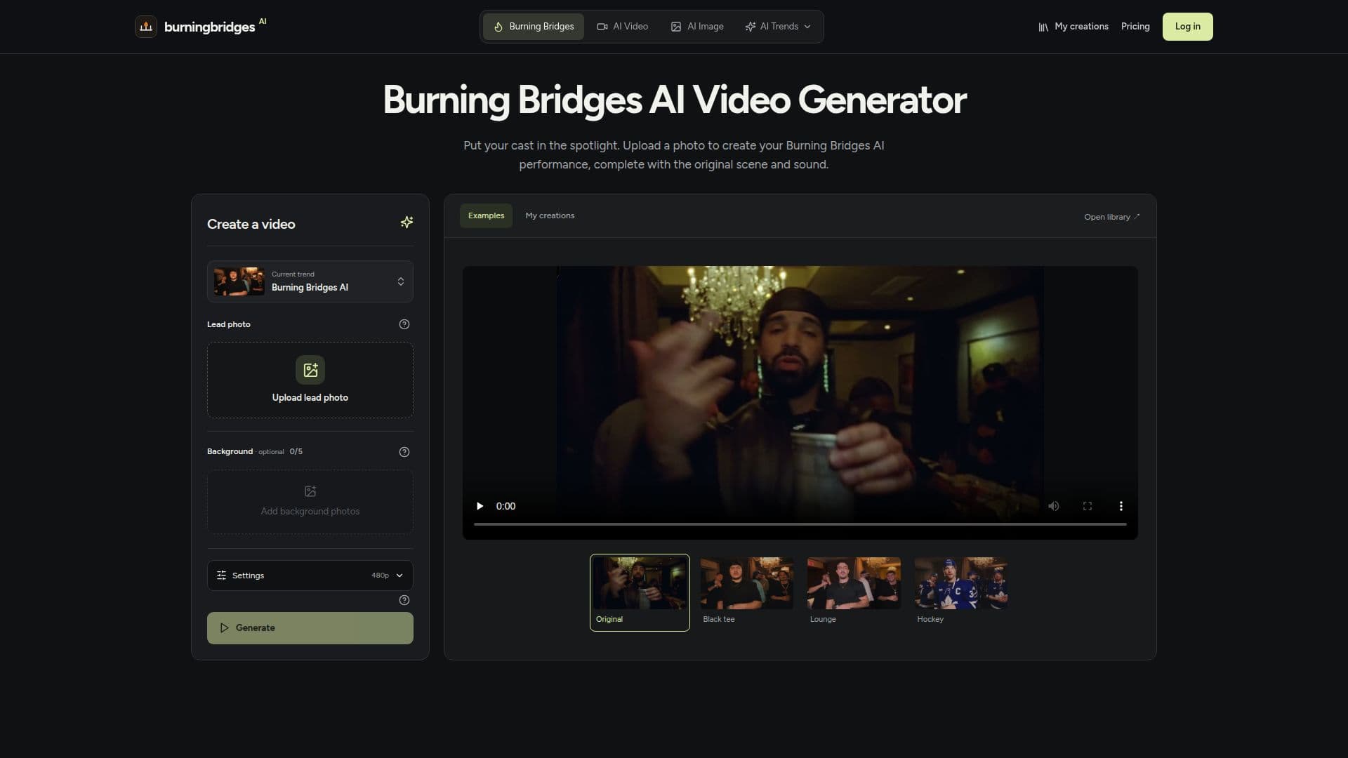 Screenshot von Burning Bridges AI Video Generator