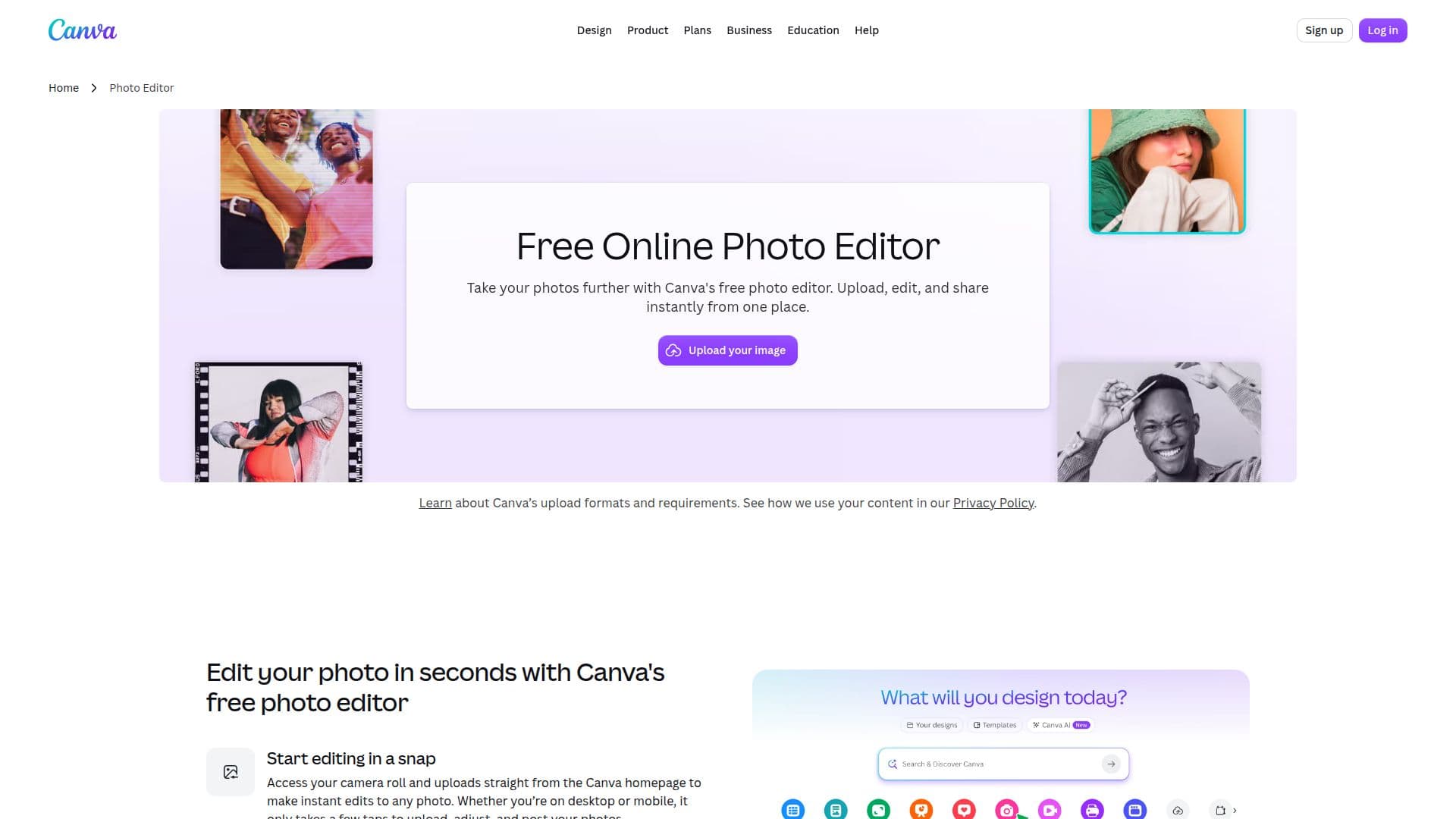 Captura de pantalla de Canva Photo Editor