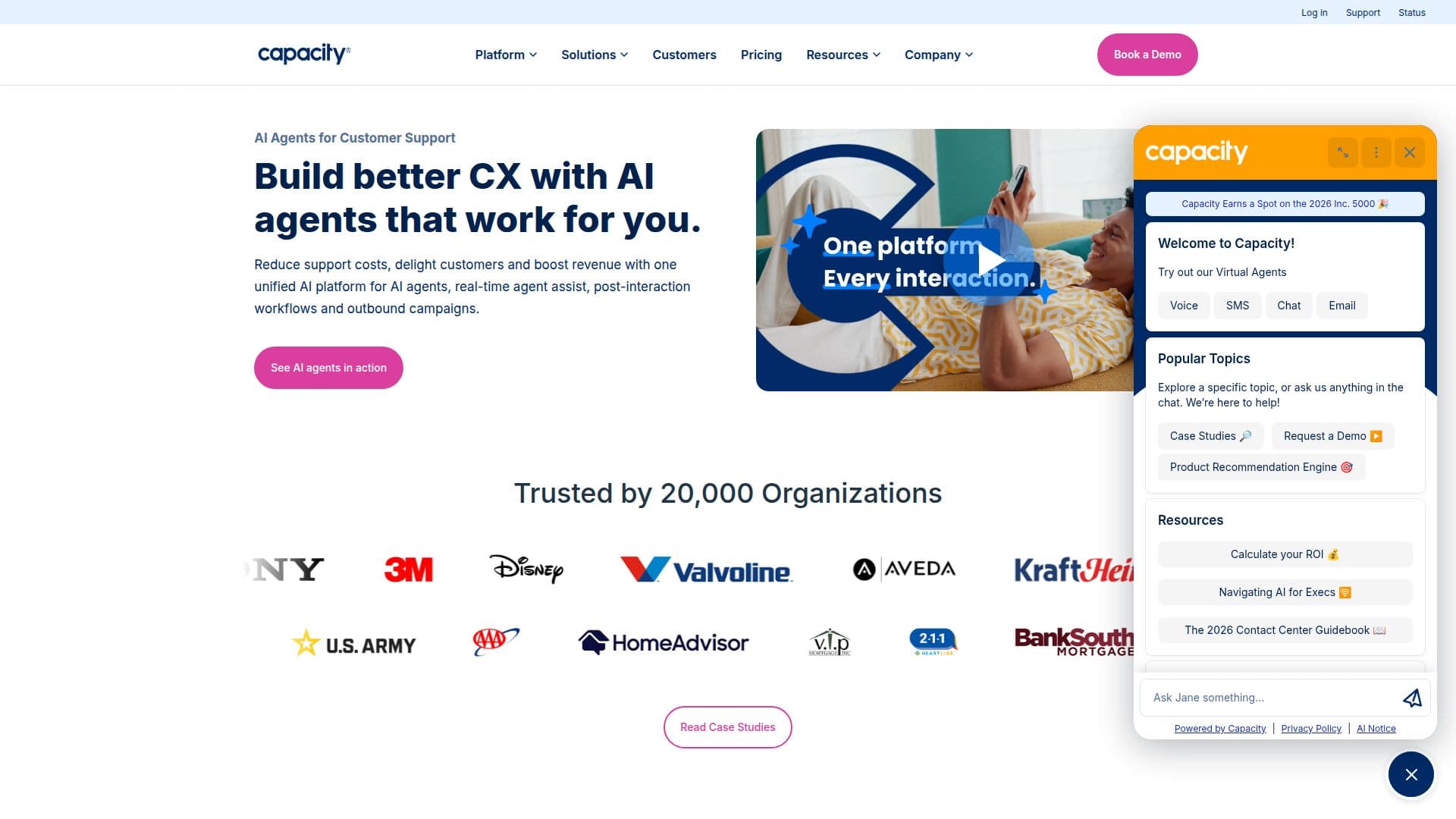 Capacity Unified CX Platform screenshot