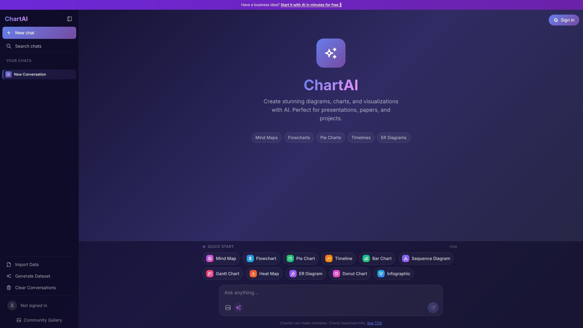 لقطة شاشة لـ ChartAI
