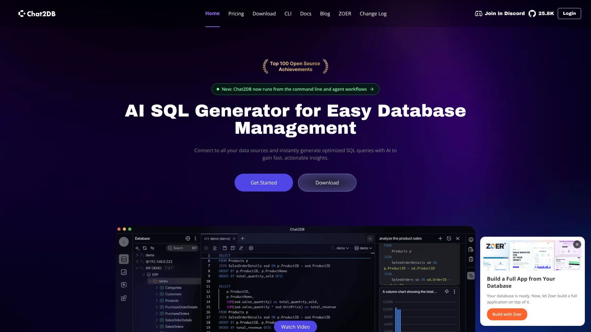لقطة شاشة لـ Chat2DB - AI Text2SQL