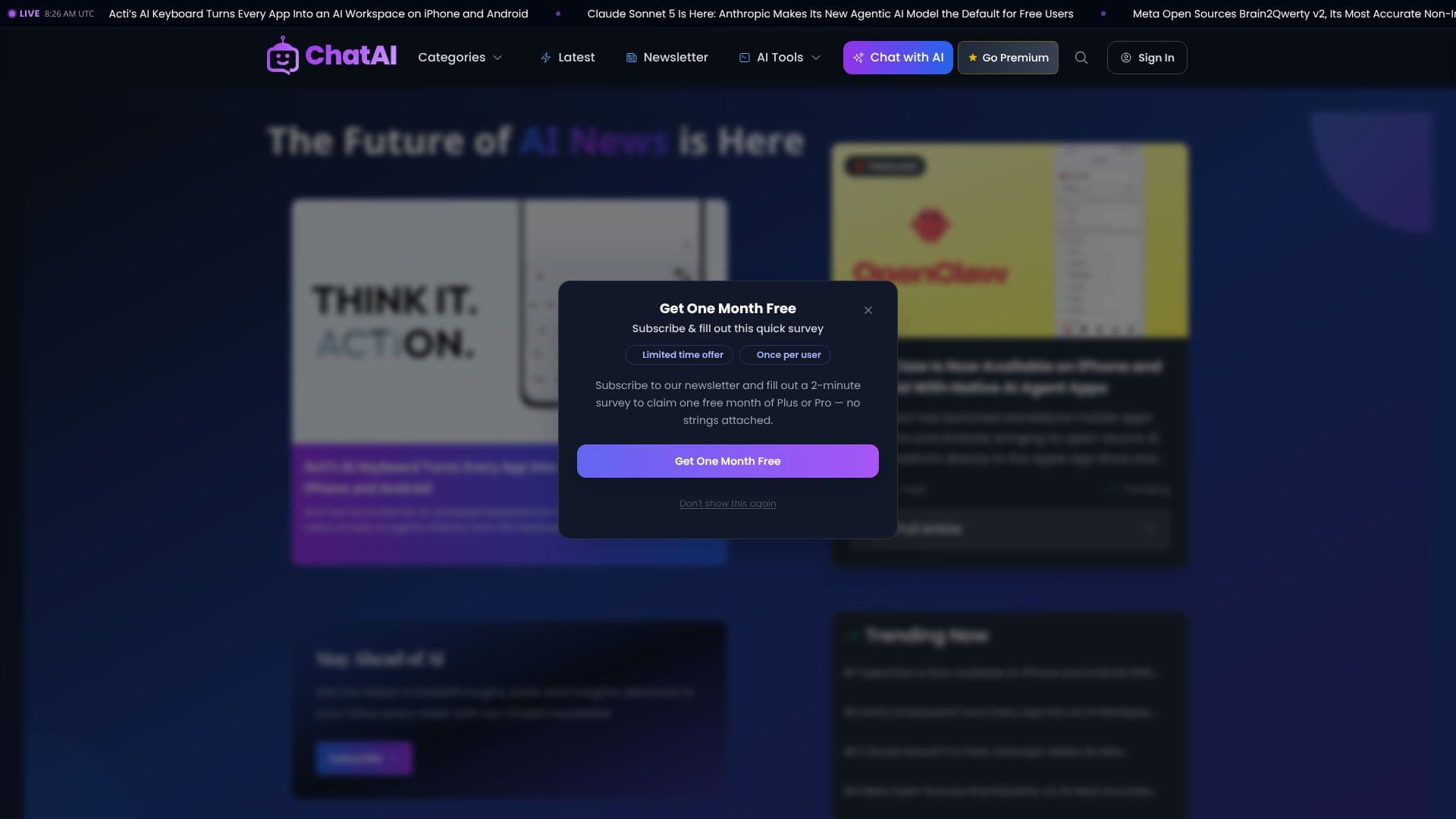 Screenshot von ChatAI — KI-Nachrichten & Tools