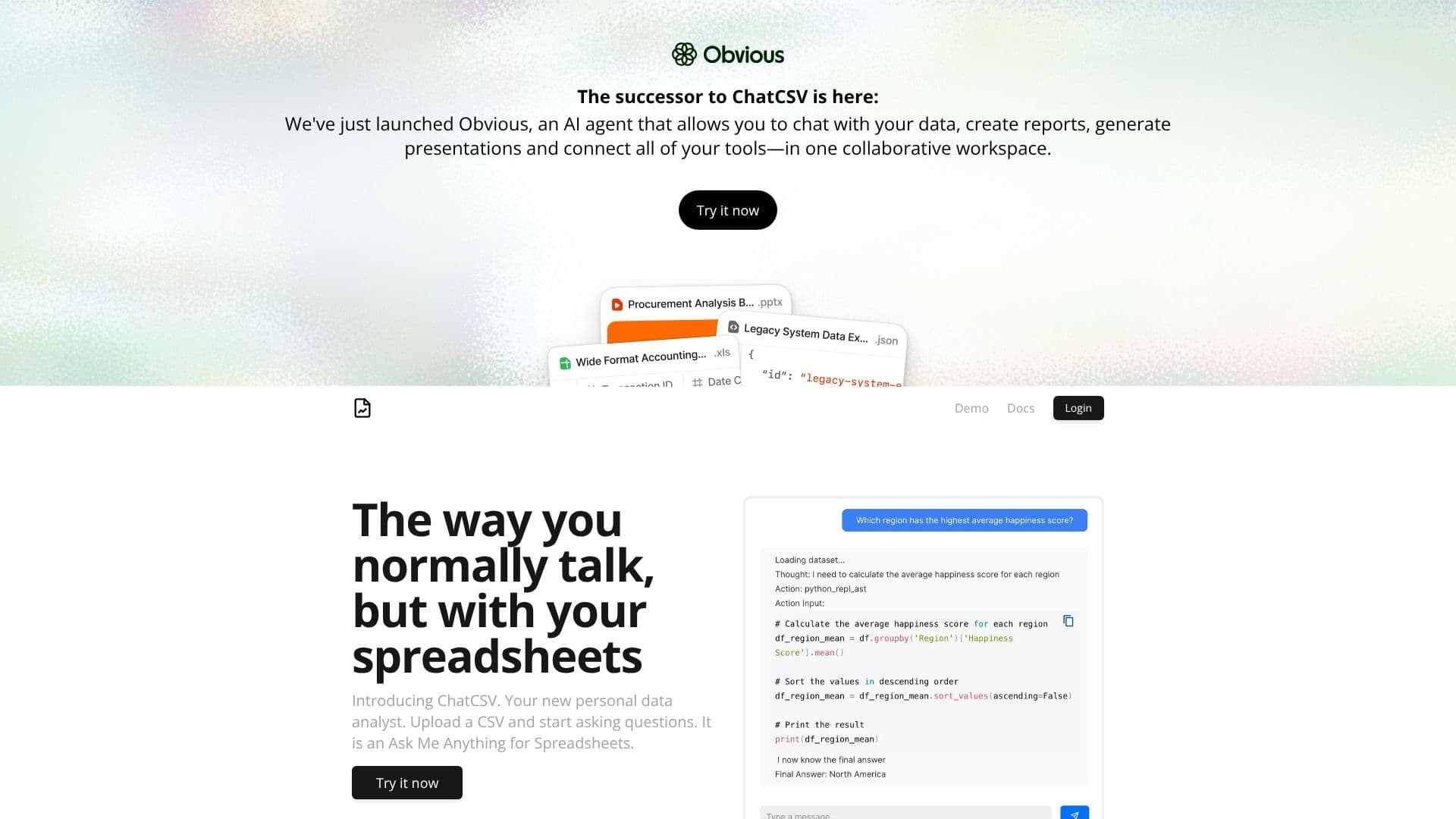 ChatCSV screenshot