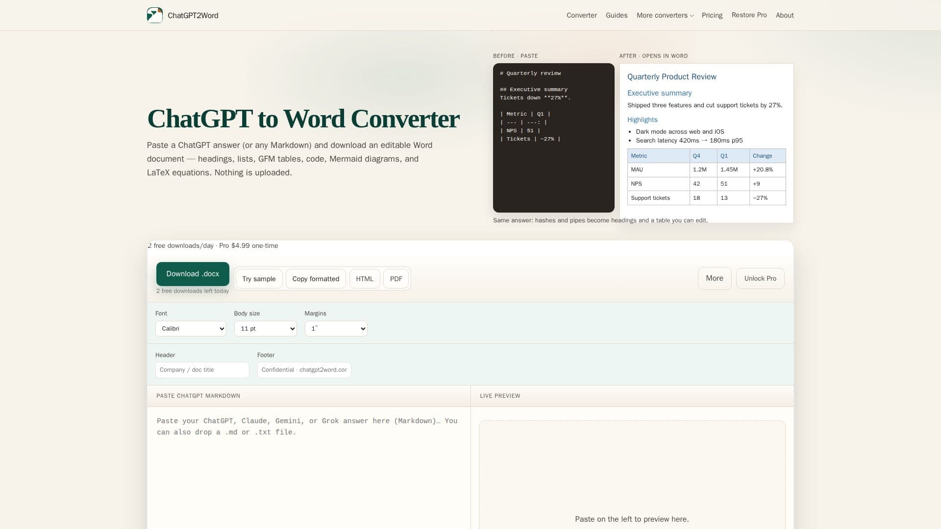 ChatGPT2Word screenshot