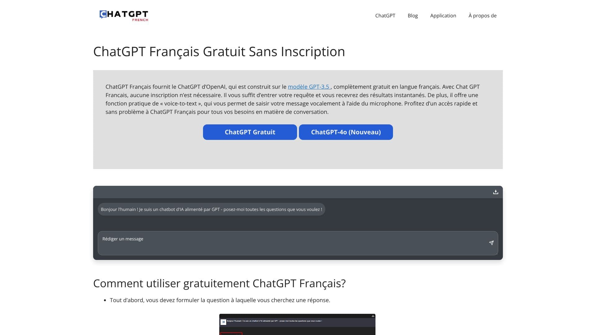 Tangkapan layar ChatGPT Français