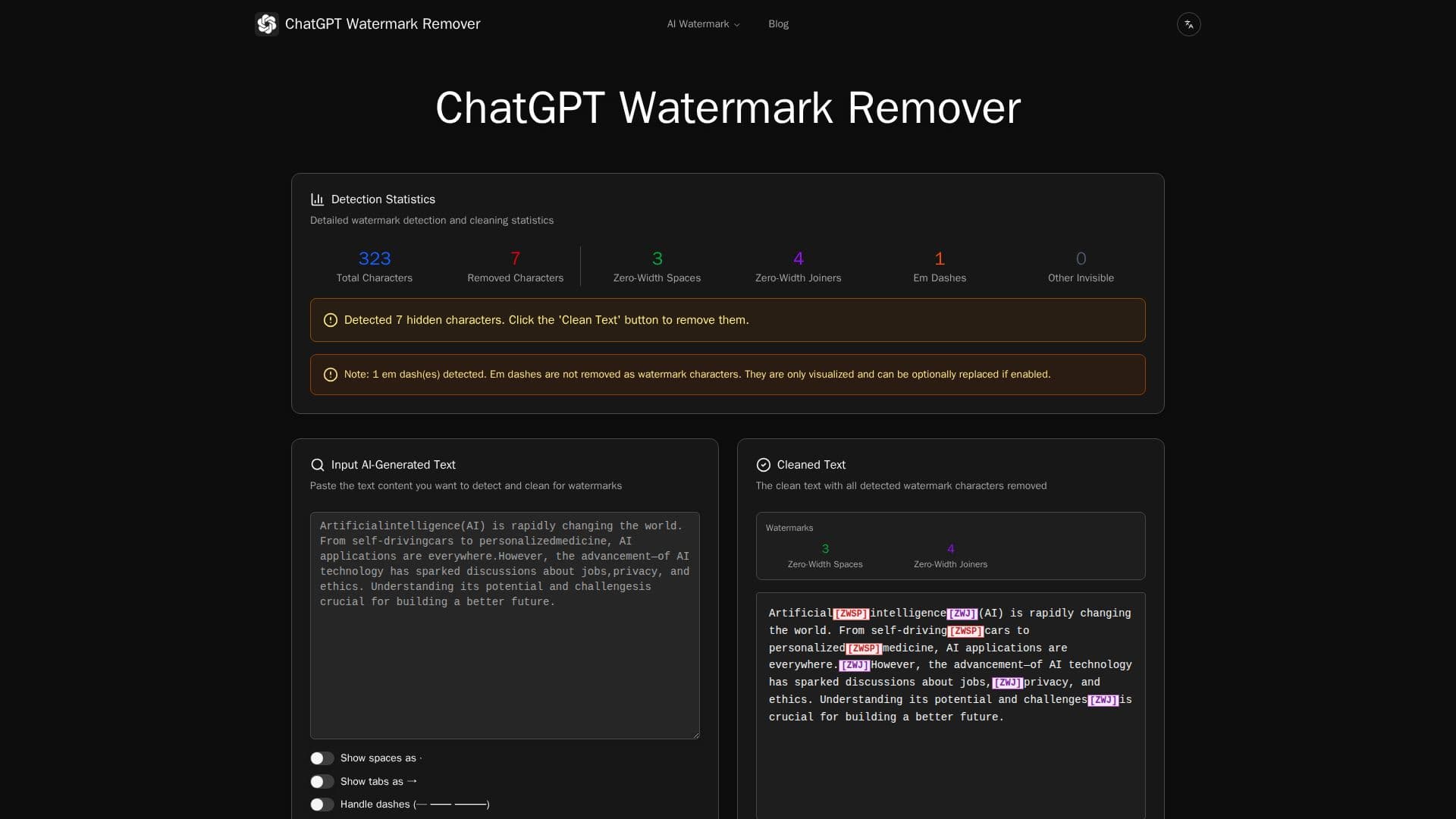 Screenshot von ChatGPT Wasserzeichen Entferner