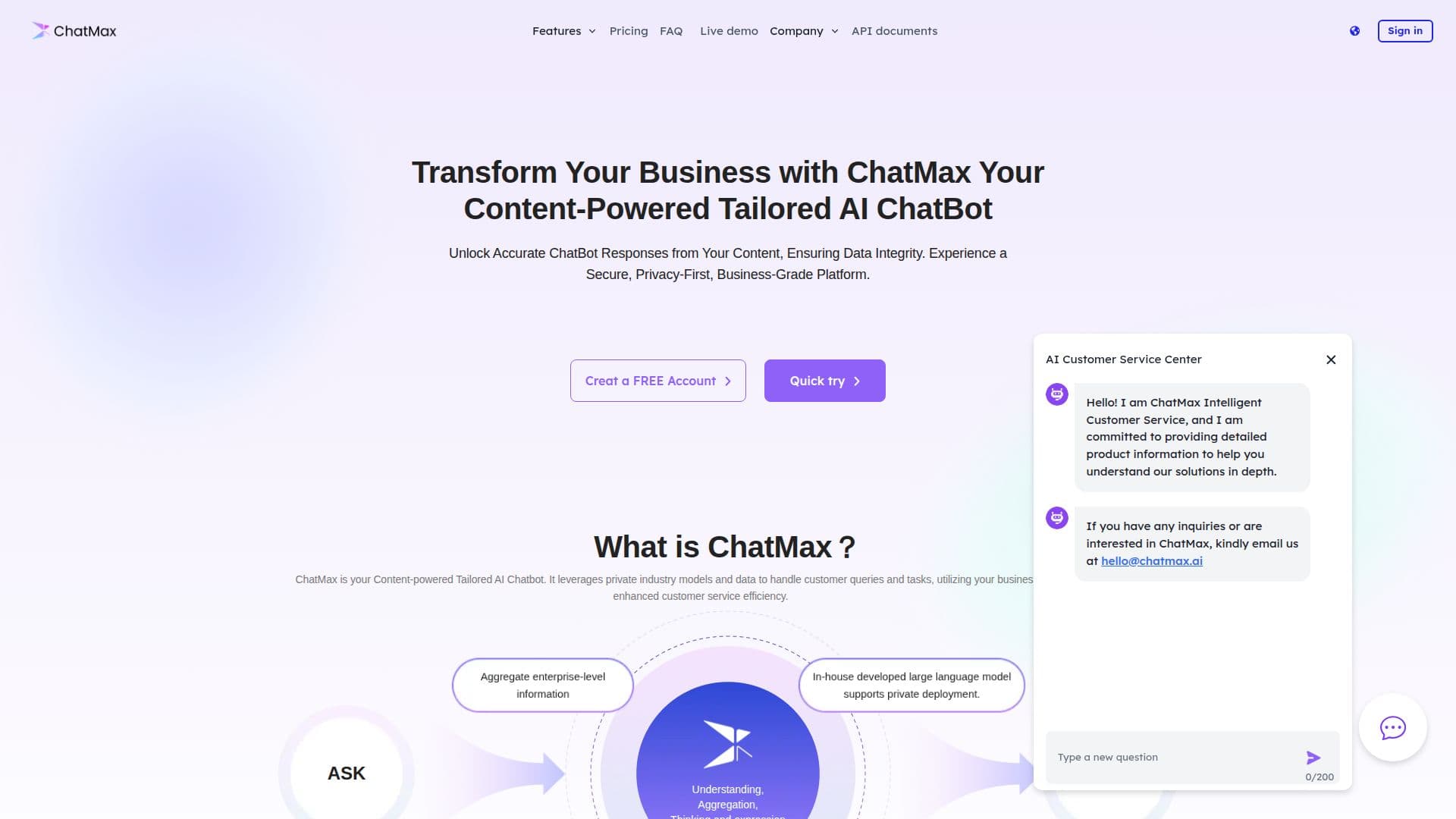 ChatMax - Business Data Chatbot screenshot