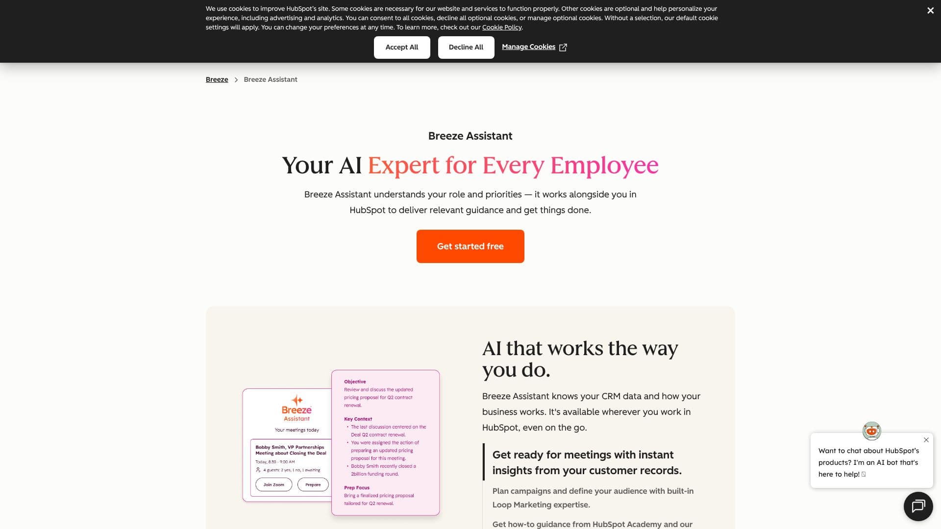HubSpot Breeze Assistant 스크린샷