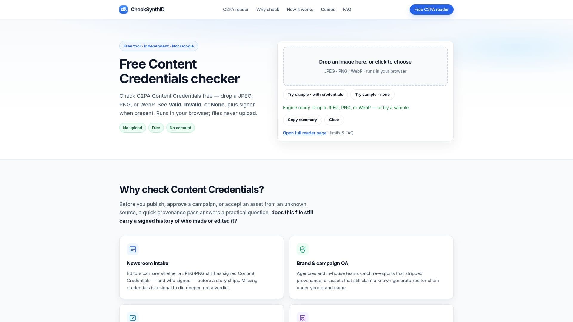 لقطة شاشة لـ CheckSynthID