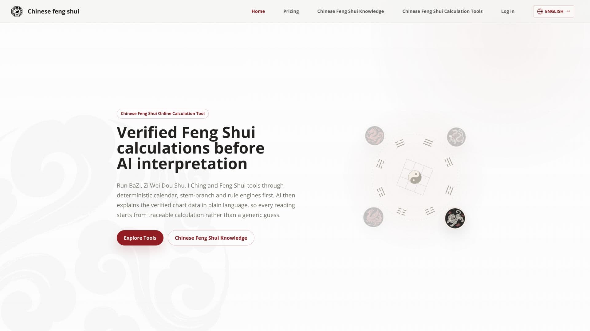 Screenshot von Chinesisches Feng Shui Online-Tool