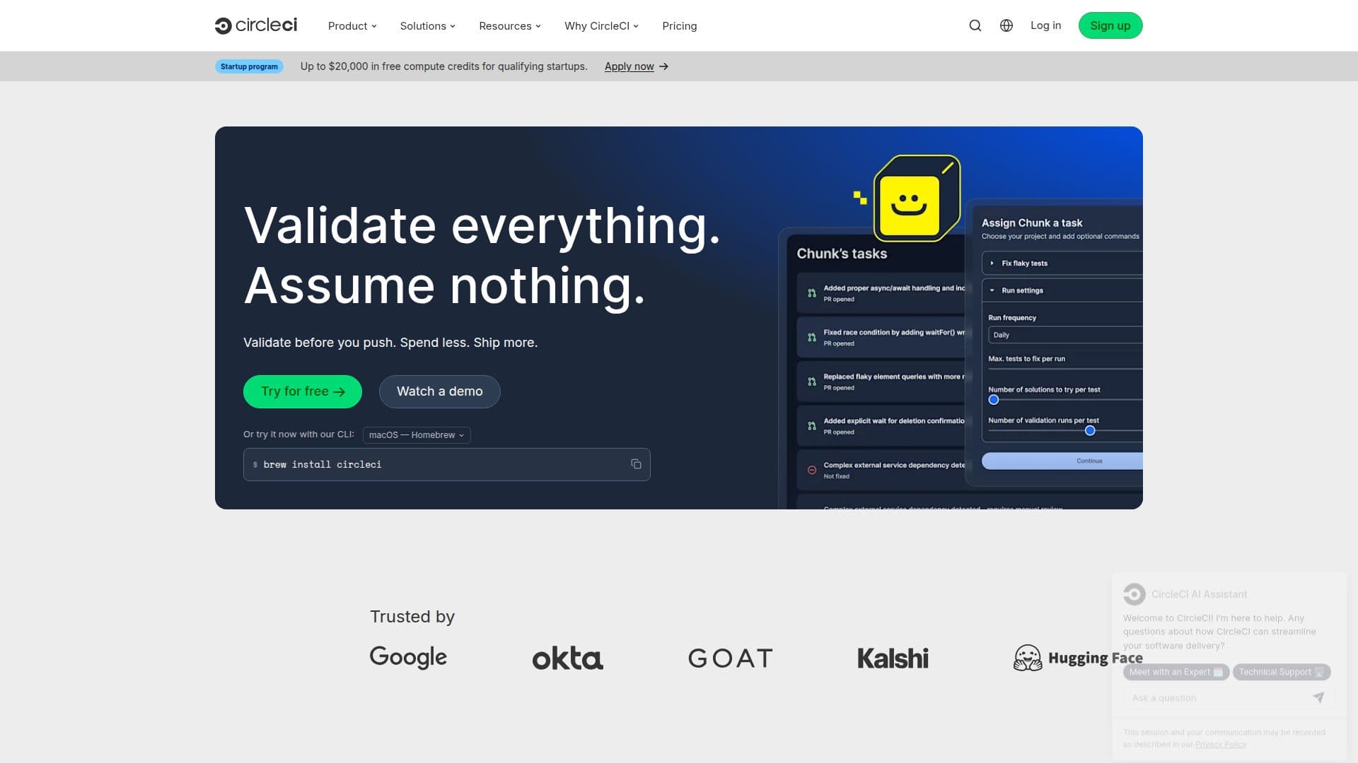 Captura de pantalla de CircleCI