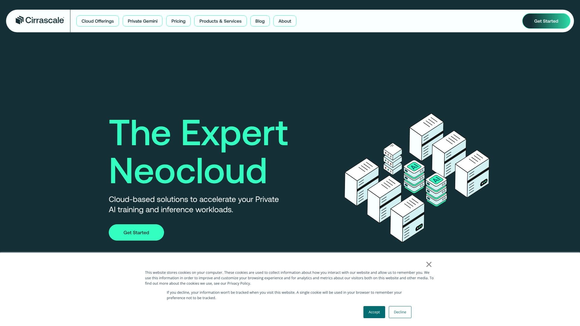 Captura de tela do Cirrascale Private AI Cloud
