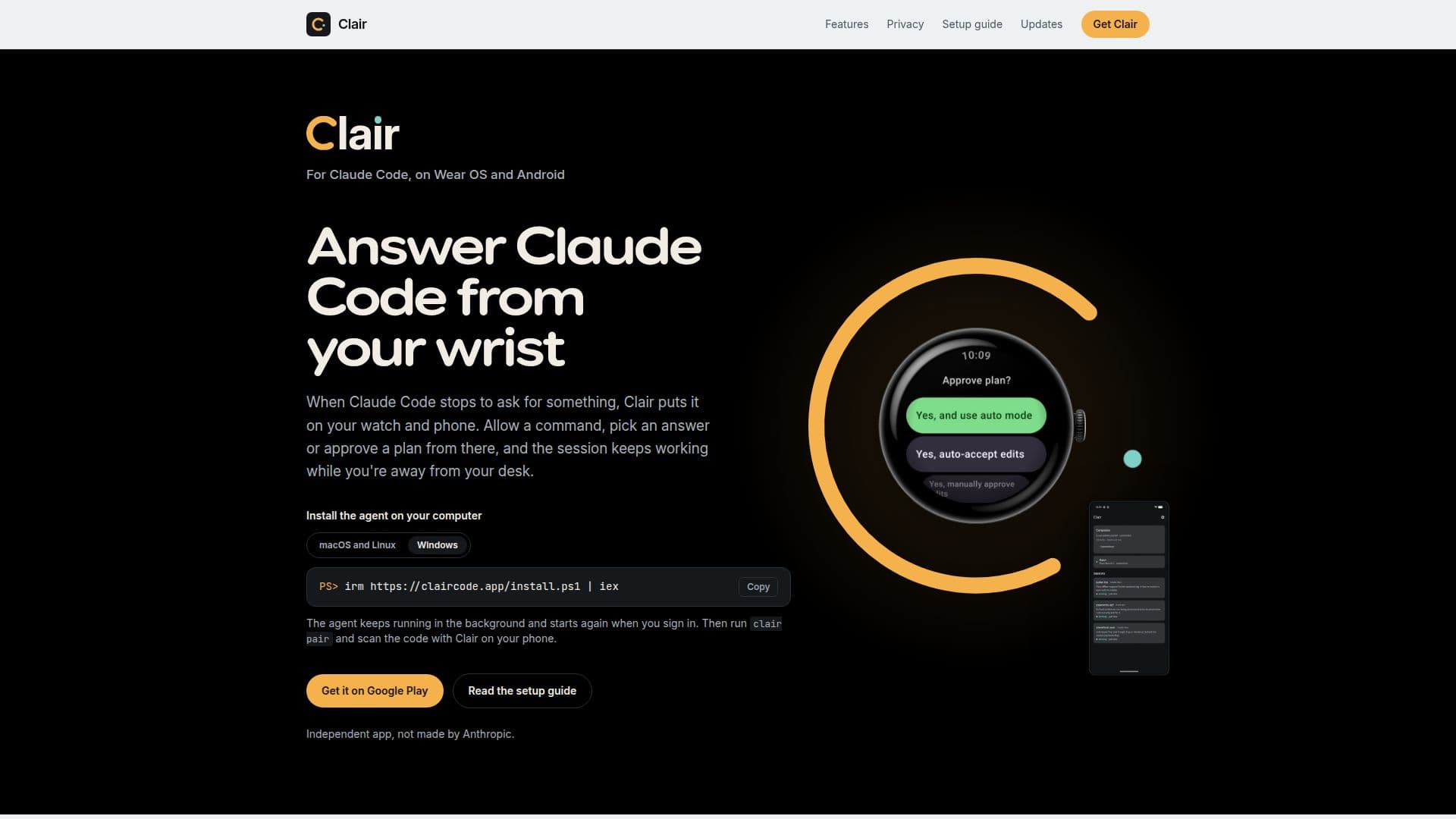 Clair screenshot