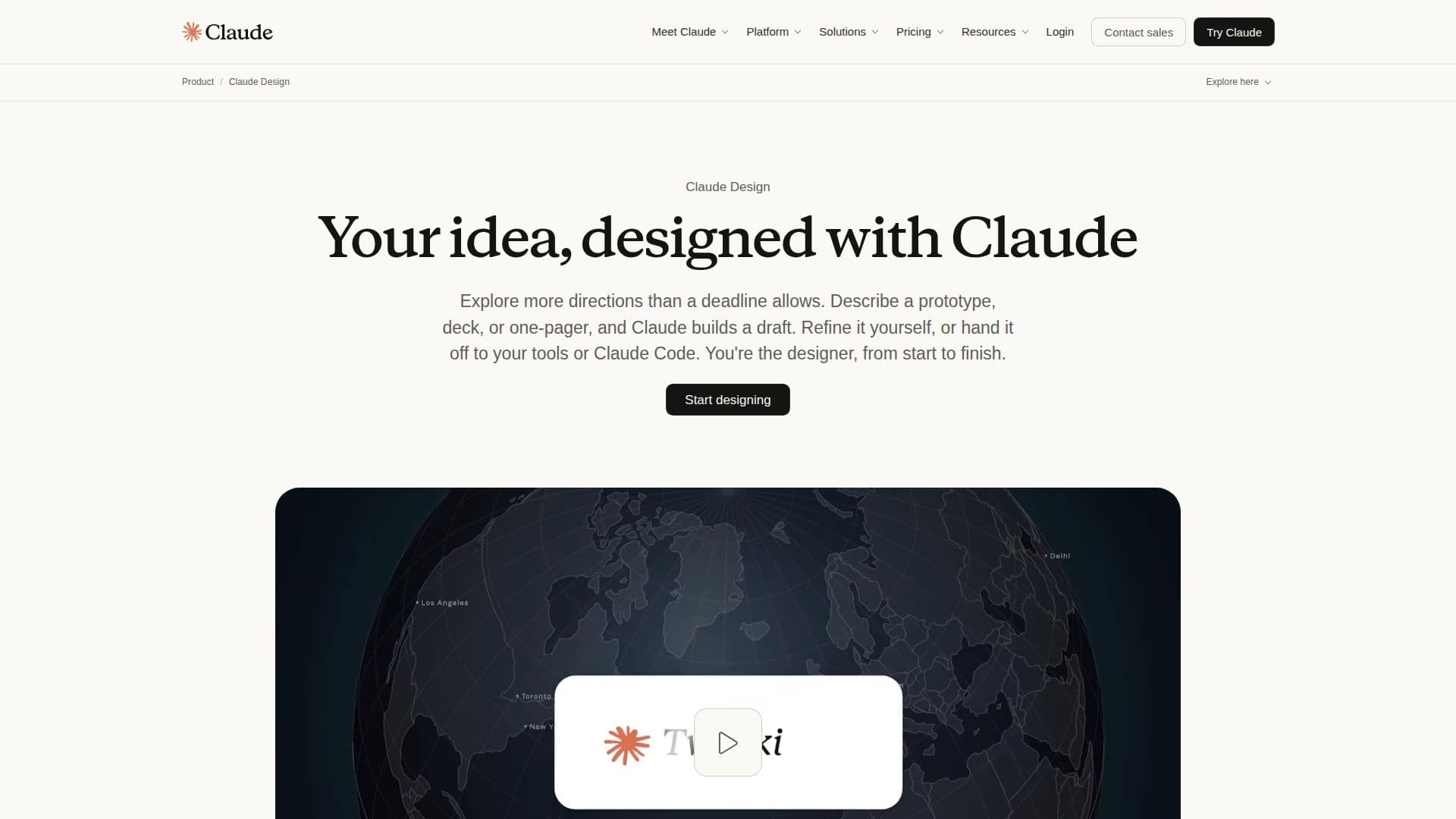 Screenshot von Claude Design von Anthropic
