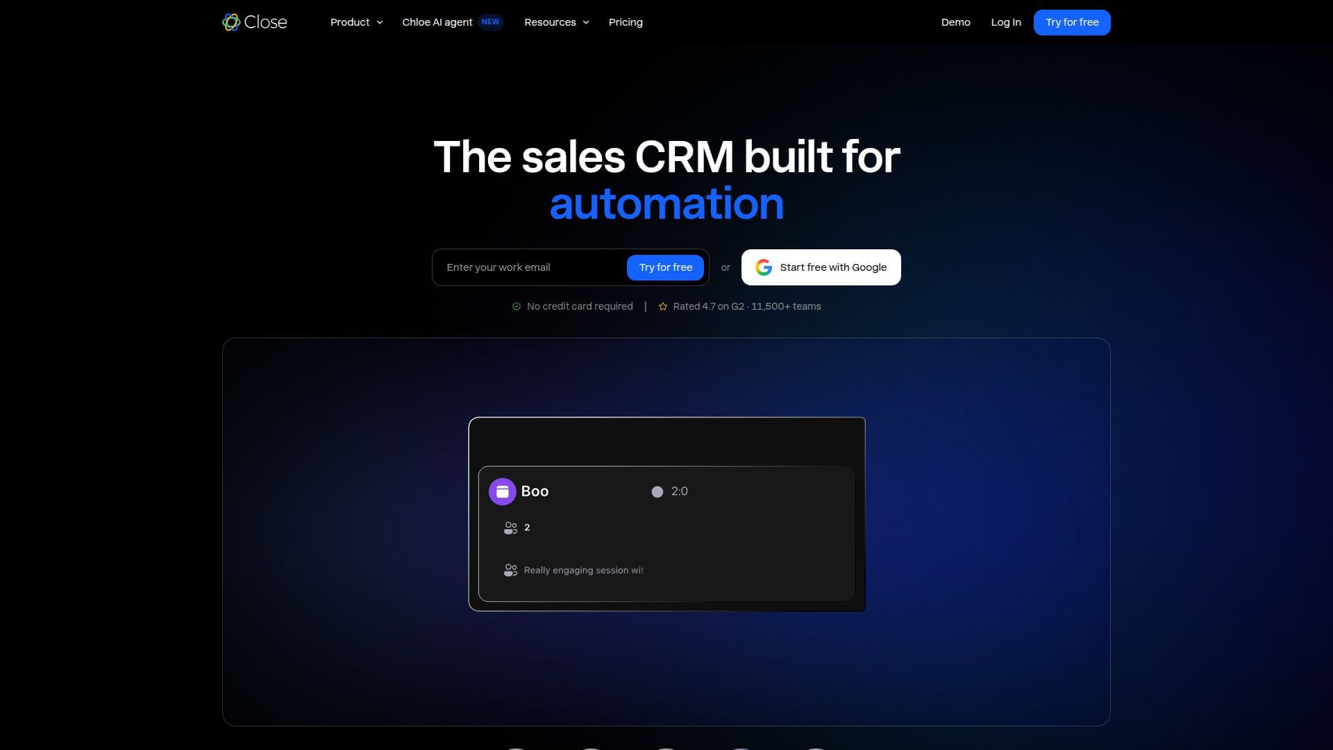 Tangkapan layar Close CRM