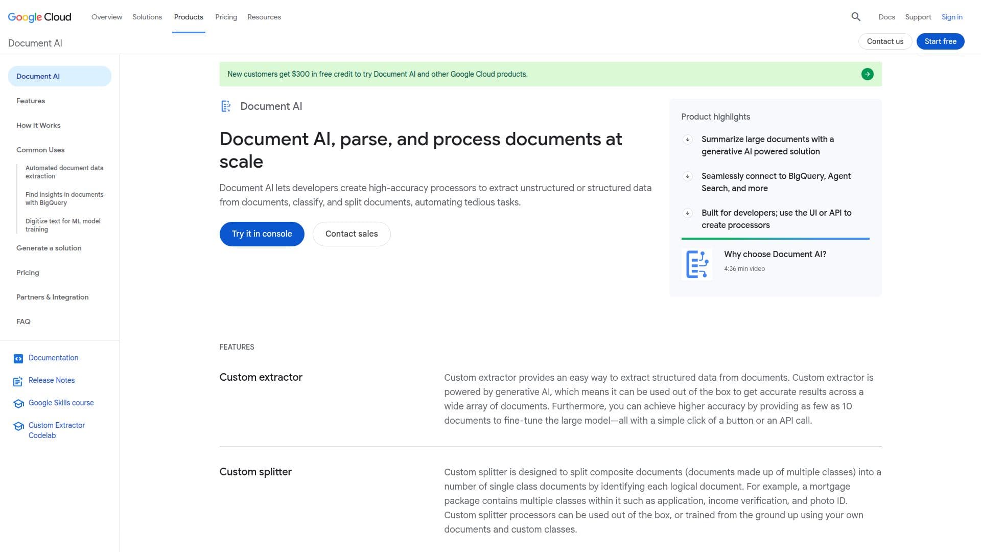 Google Document AI screenshot