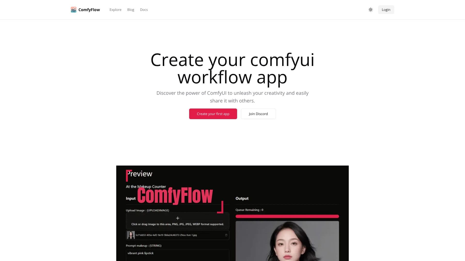Tangkapan layar ComfyFlow